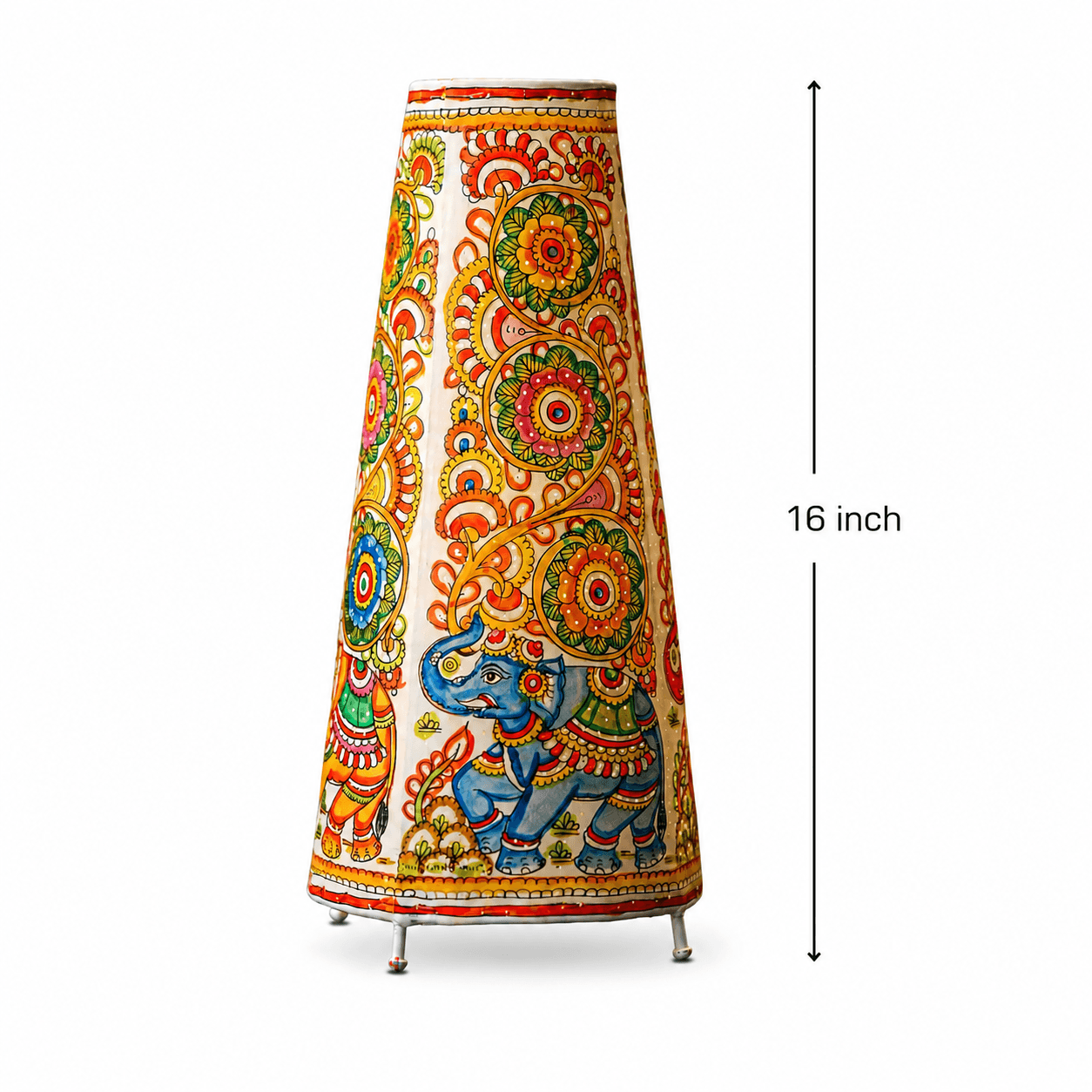 Elephant Motif Leather Lamp - Tholu Bommalata — alternate view