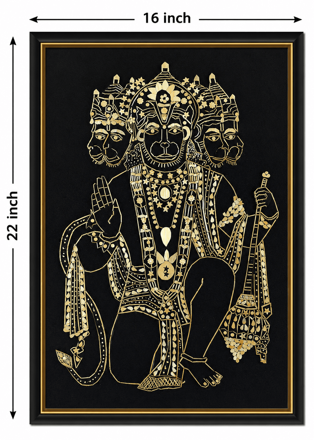 Shri Panchmukhi Hanuman - Wheat Straw — alternate view