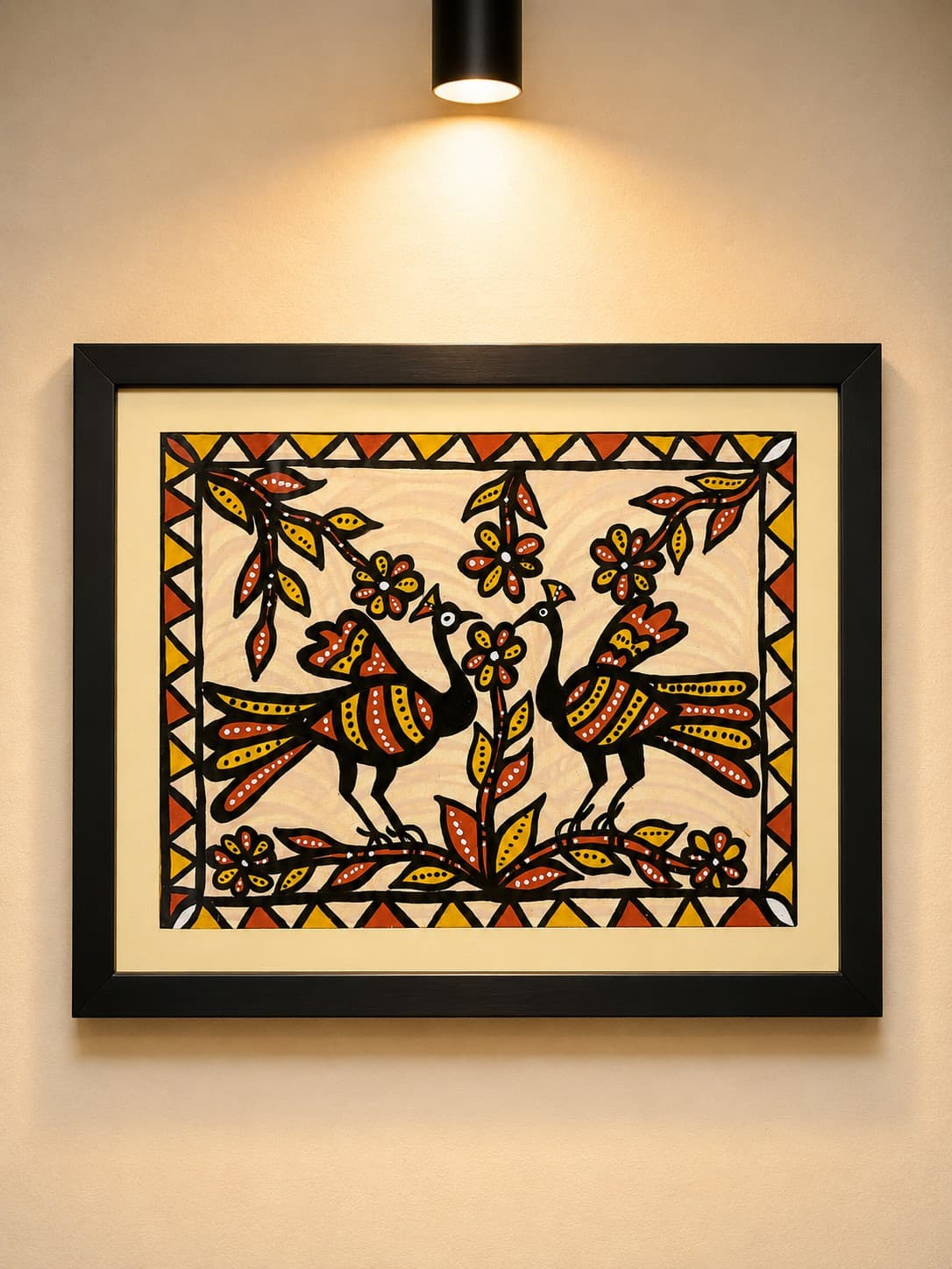 Twin Birds of Harmony - Sohrai painting