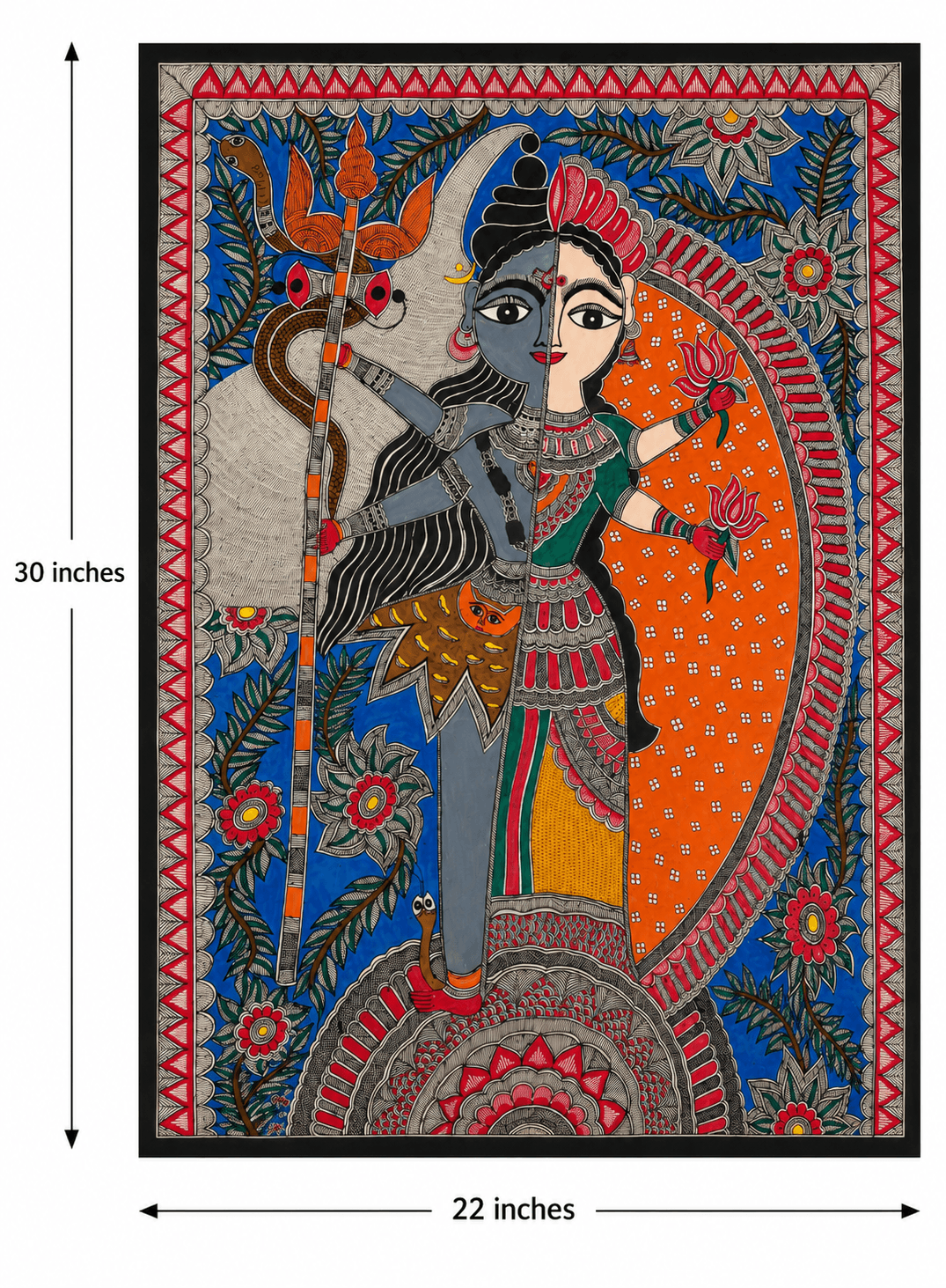 Ardhanarishvara - Madhubani Painting — alternate view