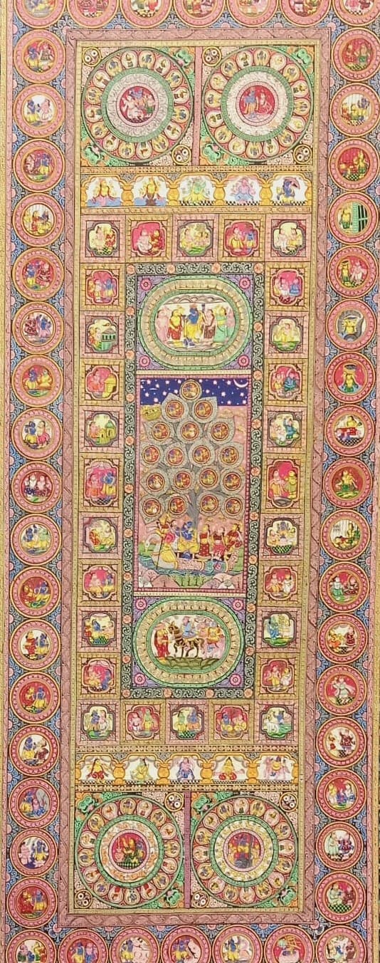Krishna Leela Story - Pattachitra Painting - Multi color