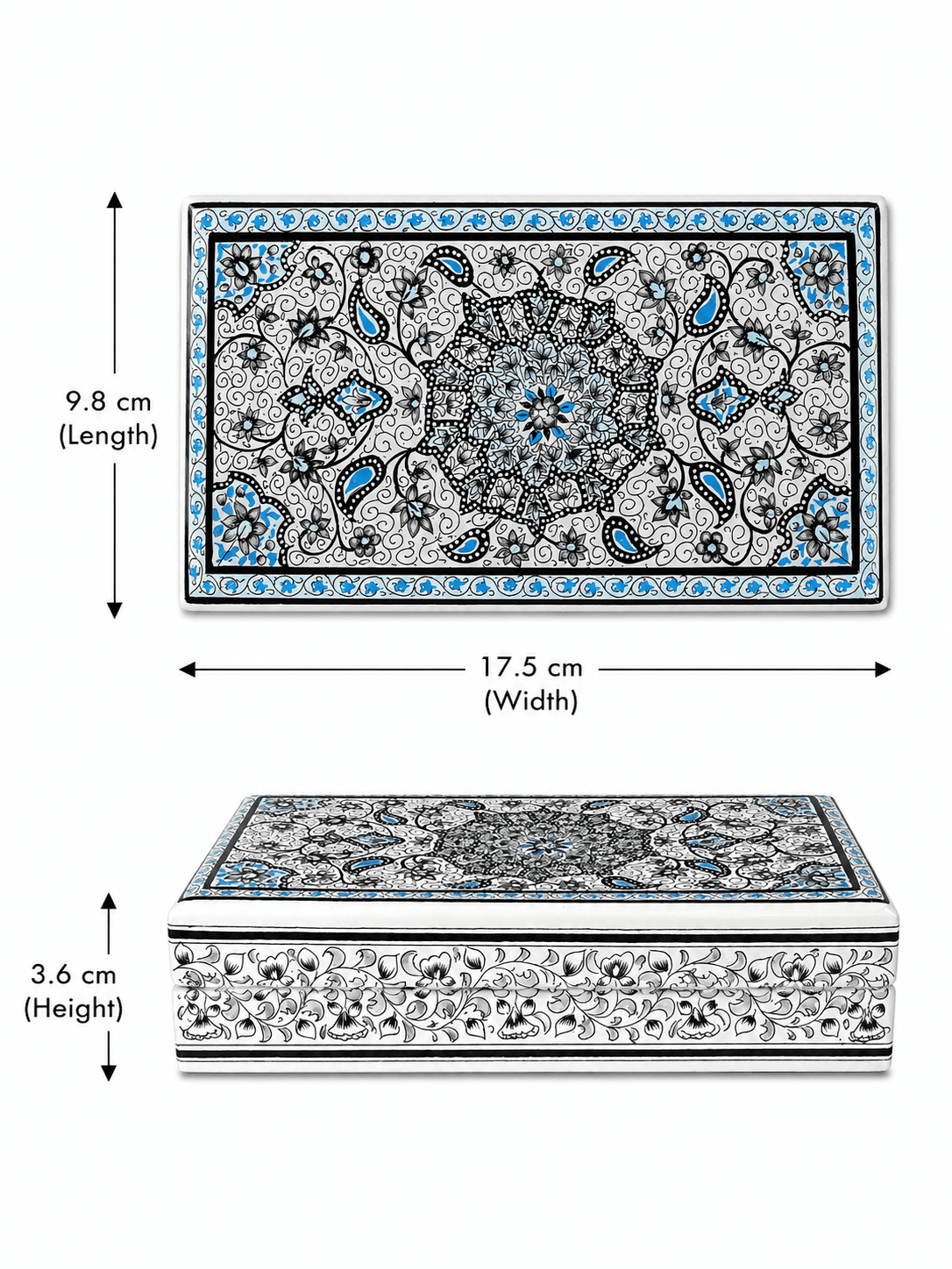 Azure Bloom Heritage Storage Box - Kashmiri Naqashi — alternate view