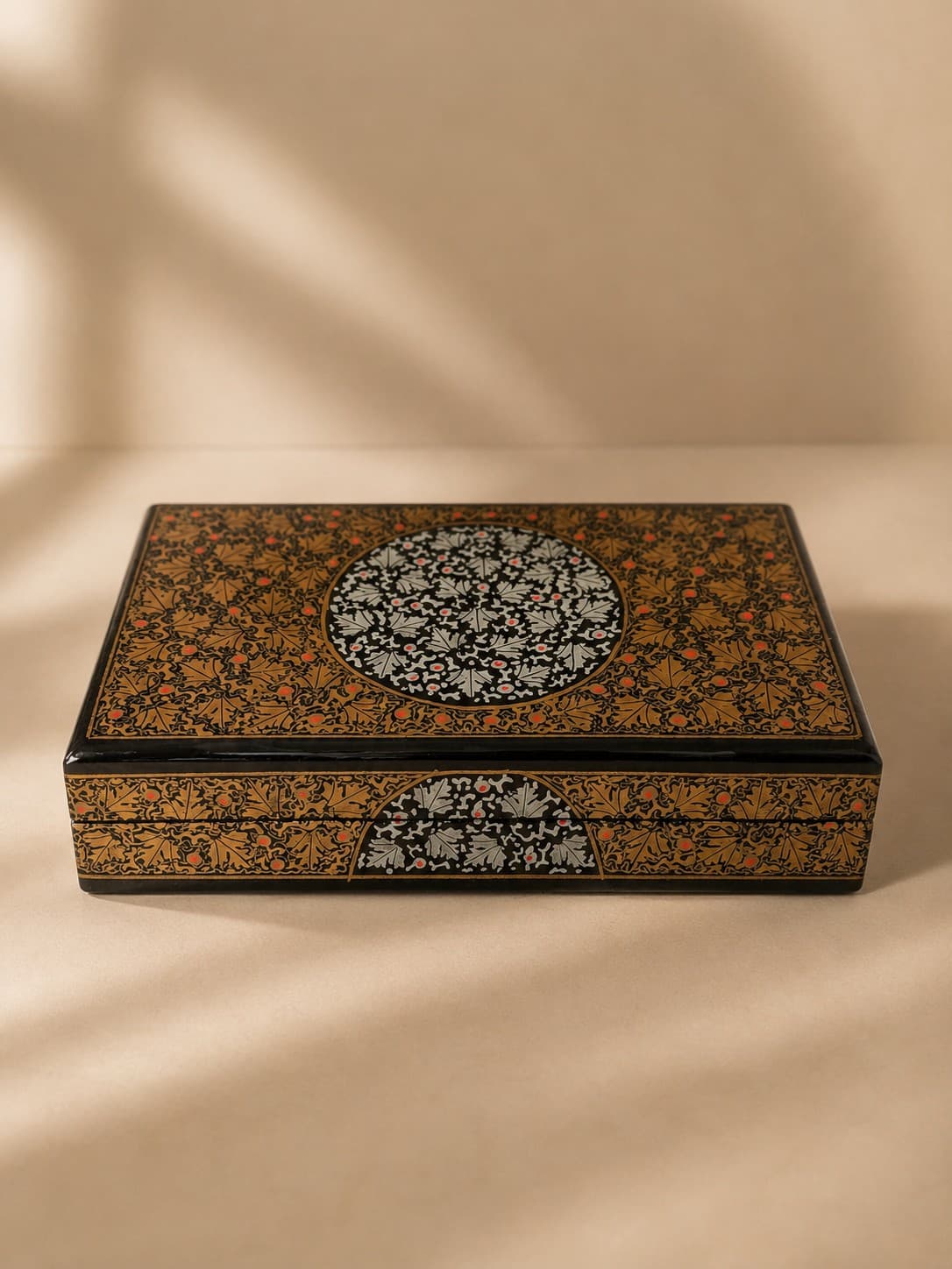 Vintage Floral Storage Box - Kashmiri Naqashi