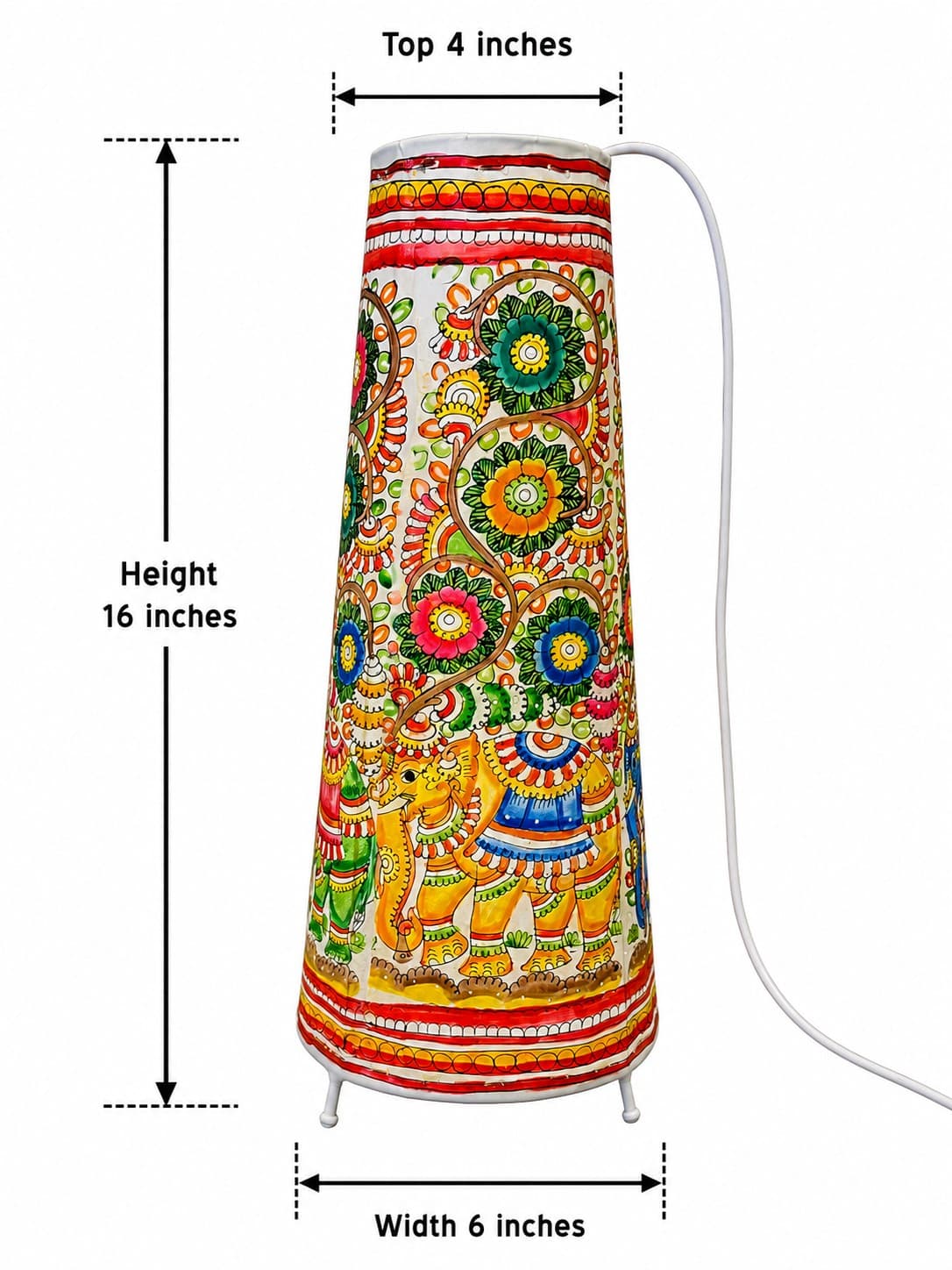 Leather Elephant Motif Floor Lamp - Tholu Bommalata — alternate view