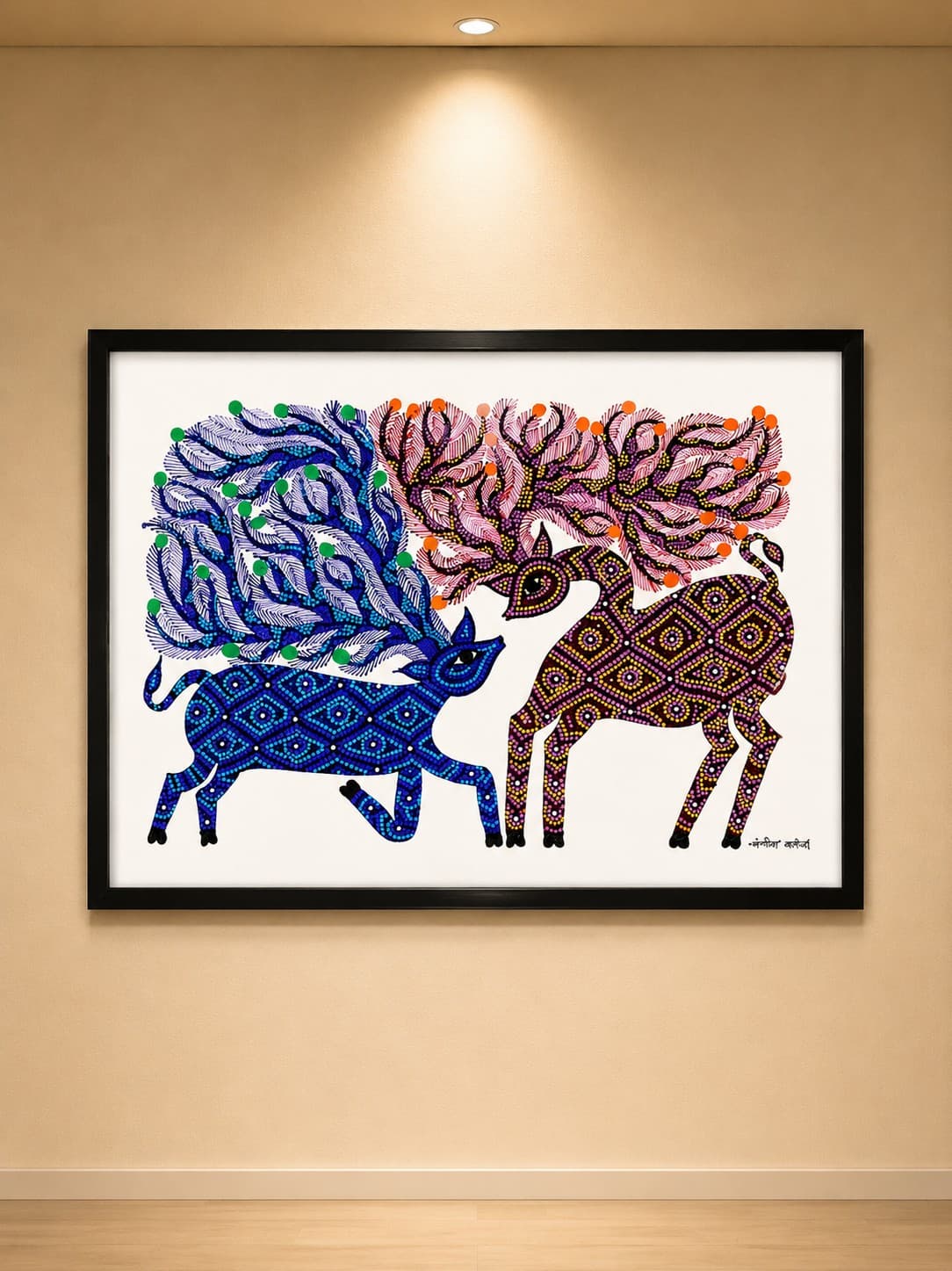 Tribal Deer Duo Harmony of Nature - Bhil Painting