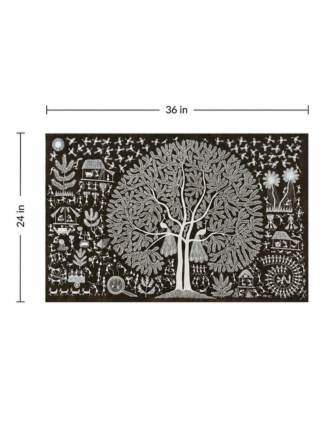 Tree of Life Village - Warli Painting — alternate view