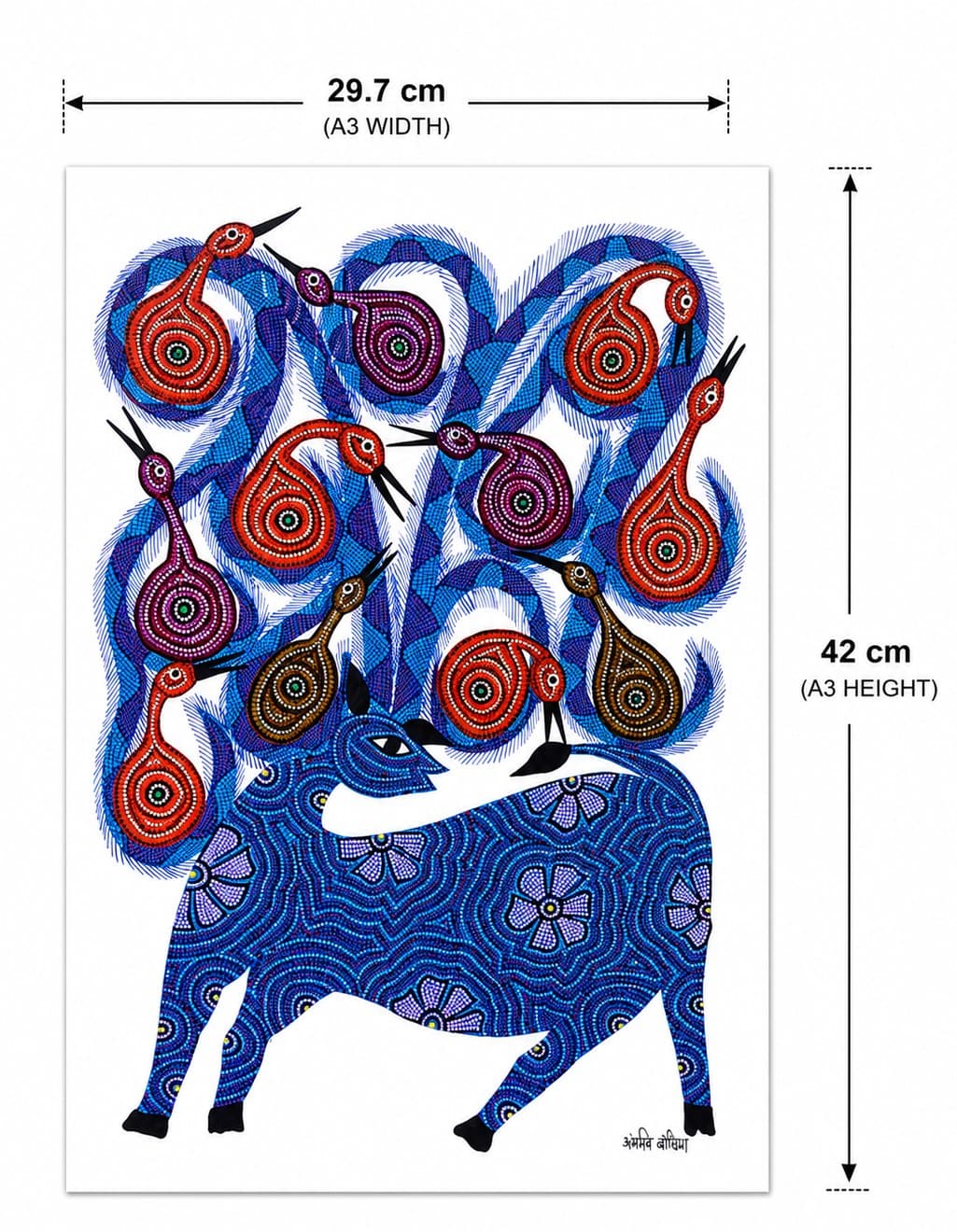 Tree of Birds - Bhil Painting — alternate view