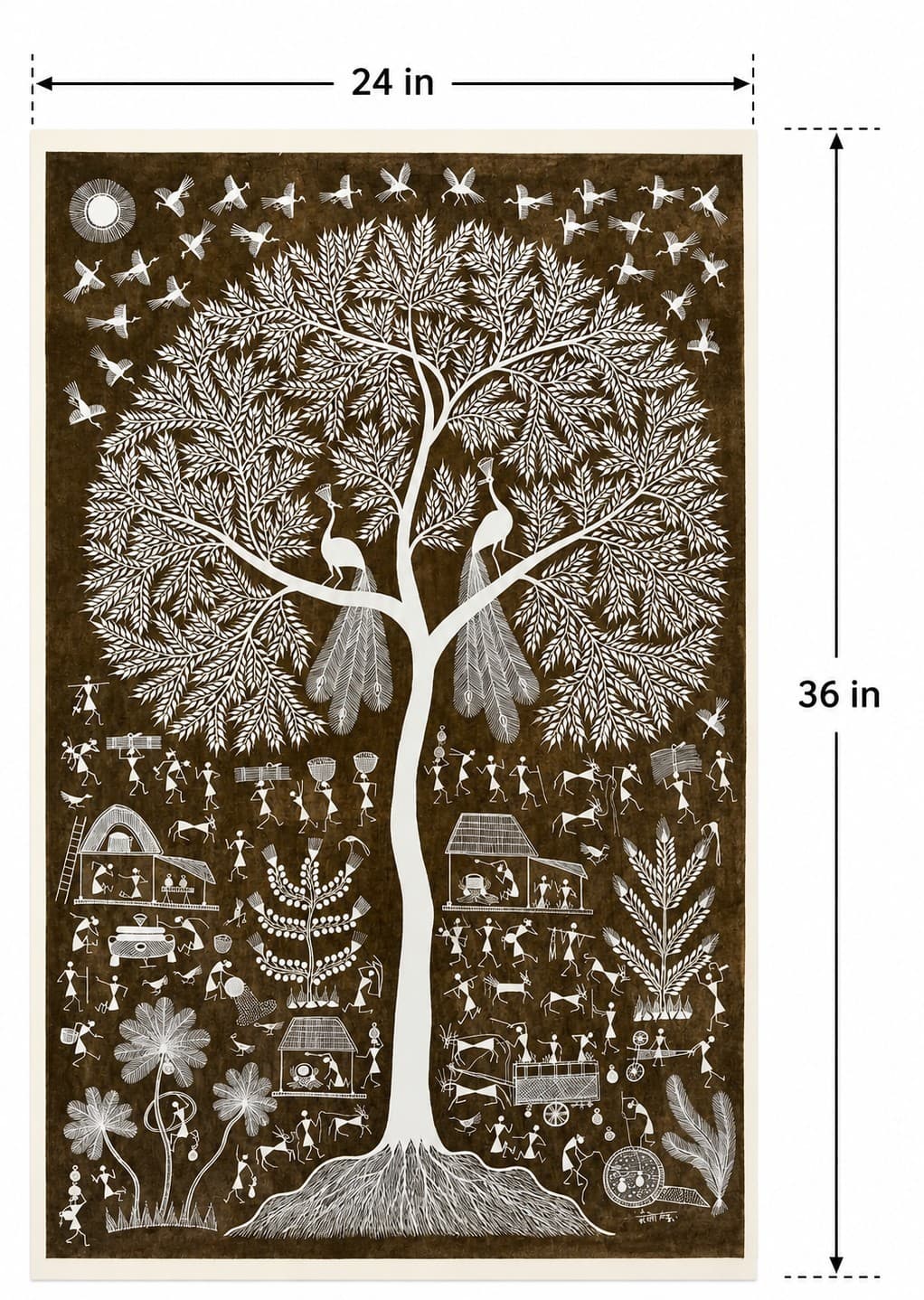 Village Scene - Warli  Painting — alternate view