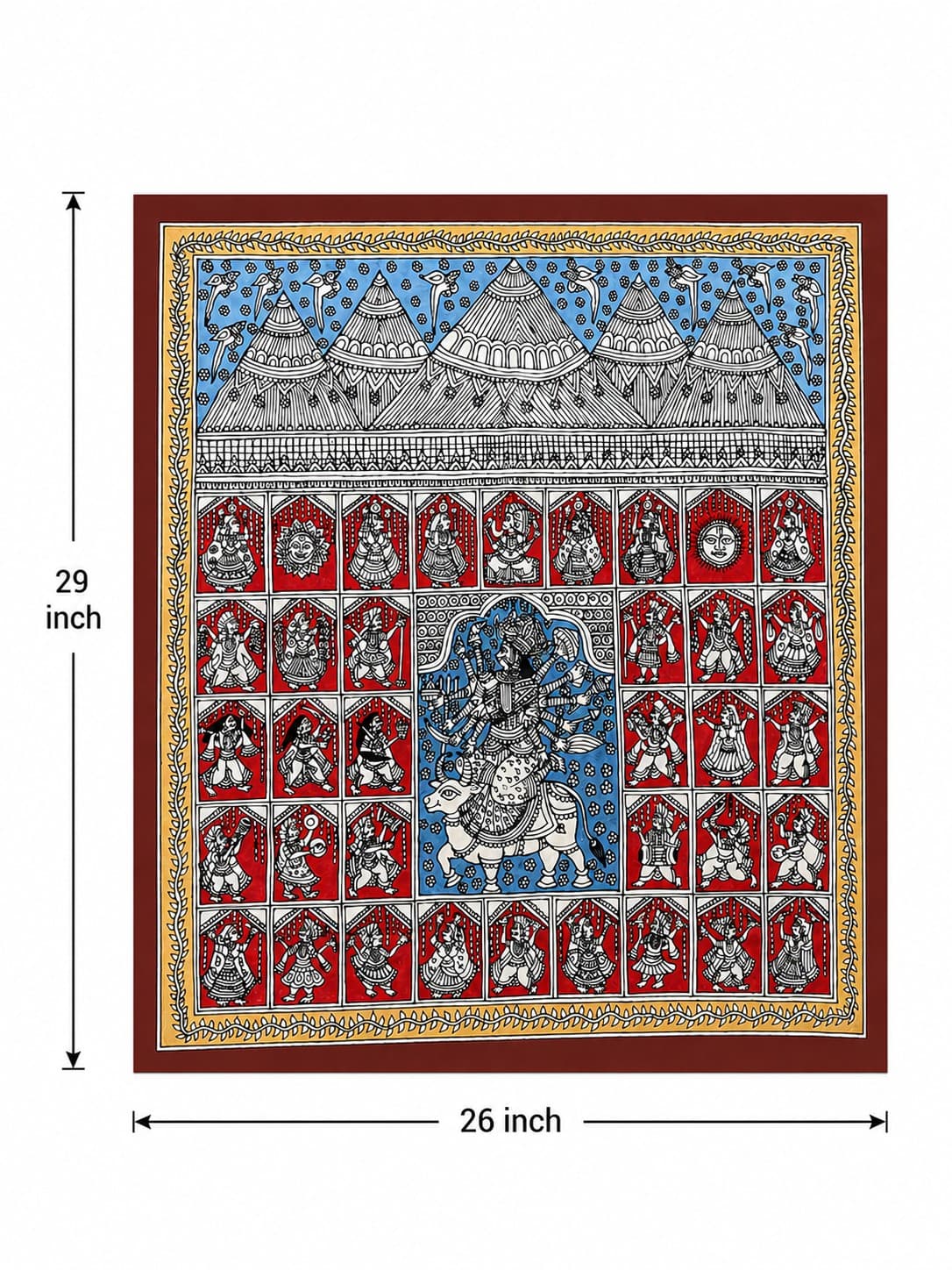 Goddess Durga on Sacred Mount - Mata Ni Pachedi Painting — alternate view