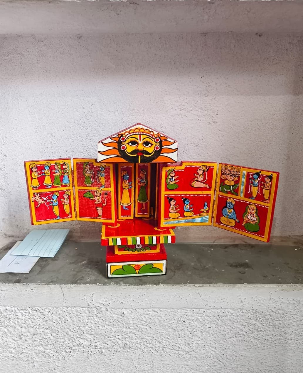 Traditional Ramayana - Kavad Art - Red, Yellow, Green, Blue, White, Black