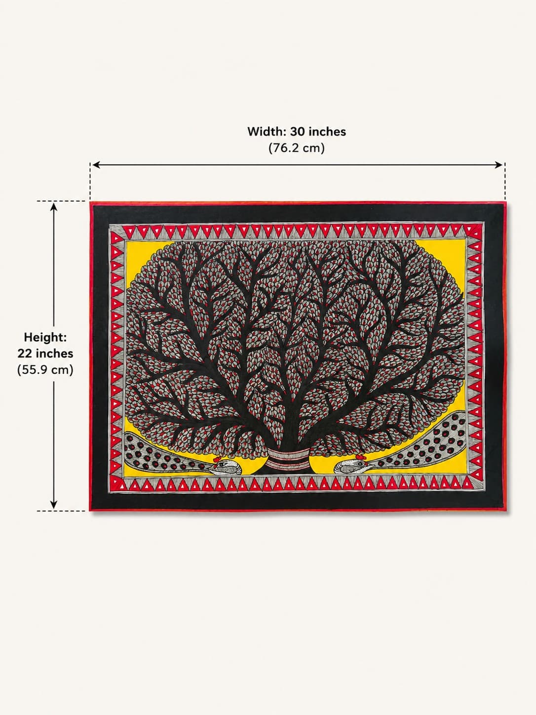 Tree of Life with Twin Peacocks - Madhubani Painting — alternate view