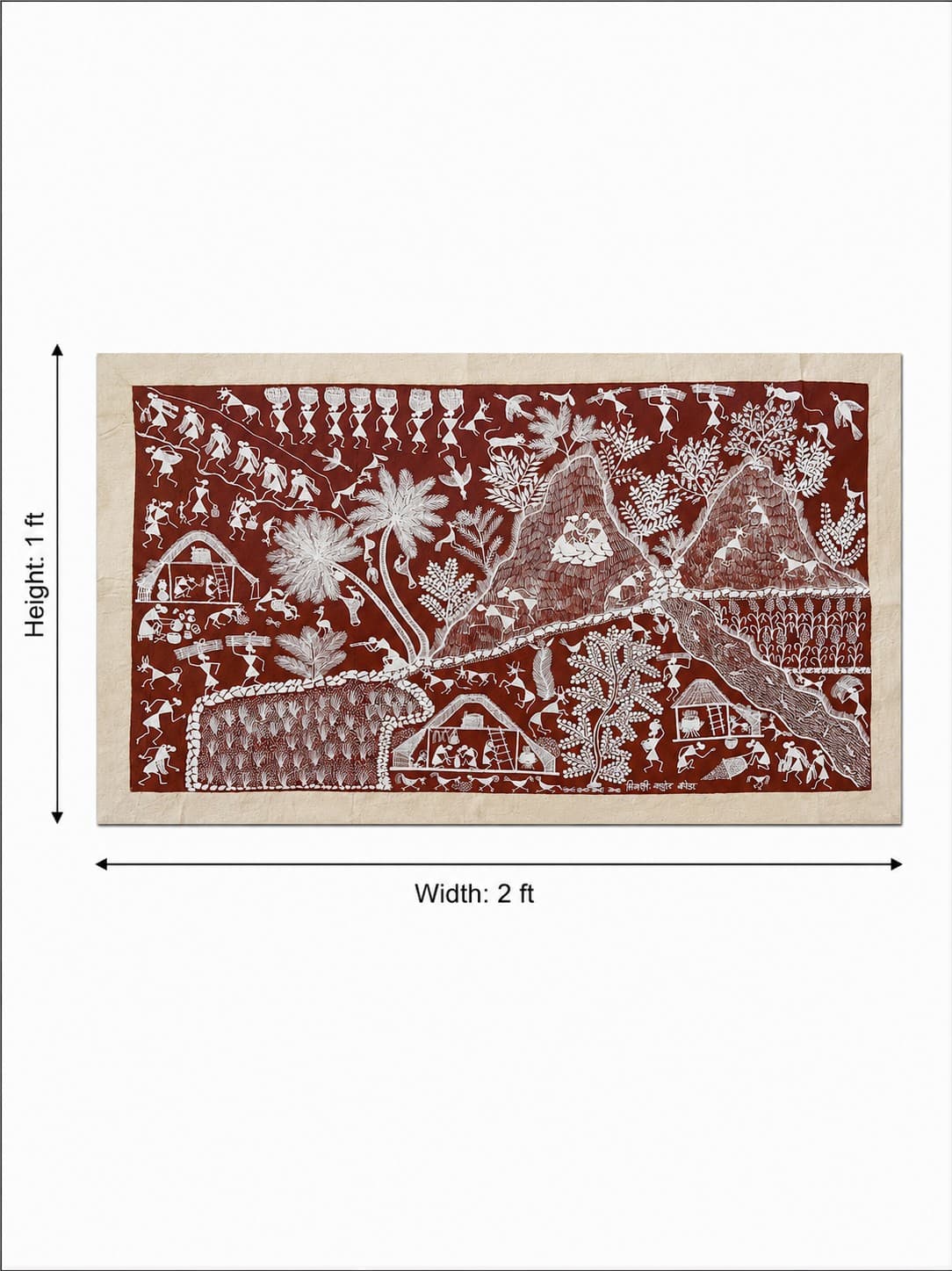 Village Life and Nature Landscape - Warli Painting — alternate view
