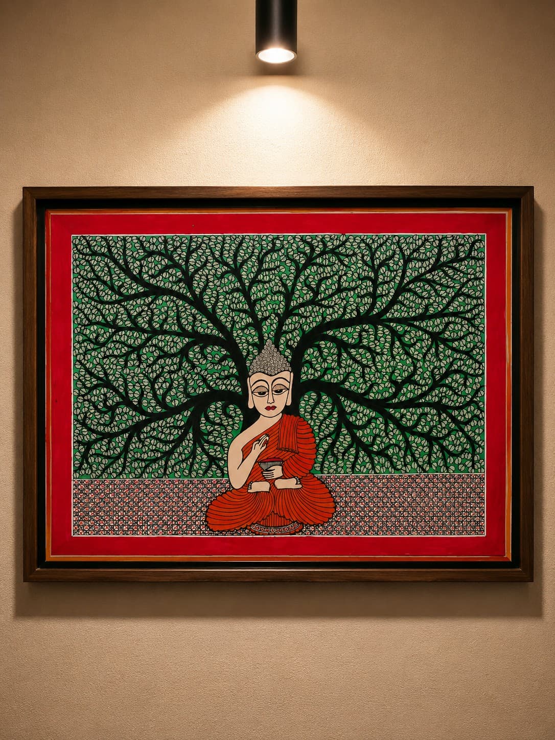 Buddha Under the Bodhi Tree - Madhubani Painting