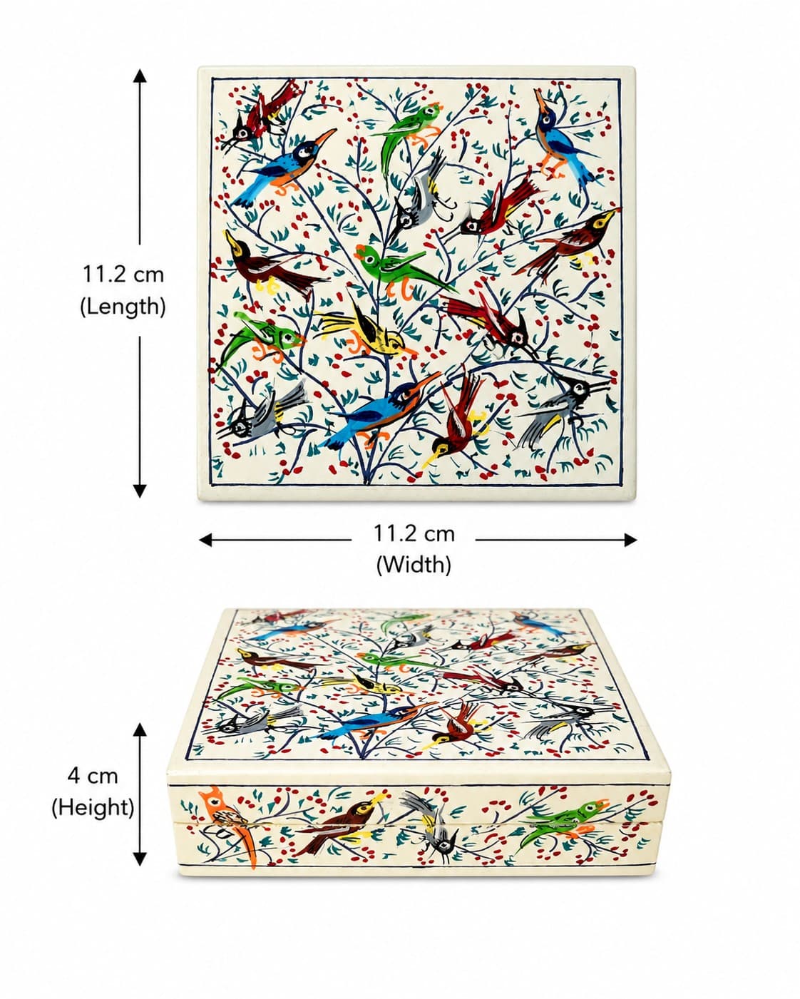 Birds in Bloom Coaster Set - Kashmiri Naqashi — alternate view