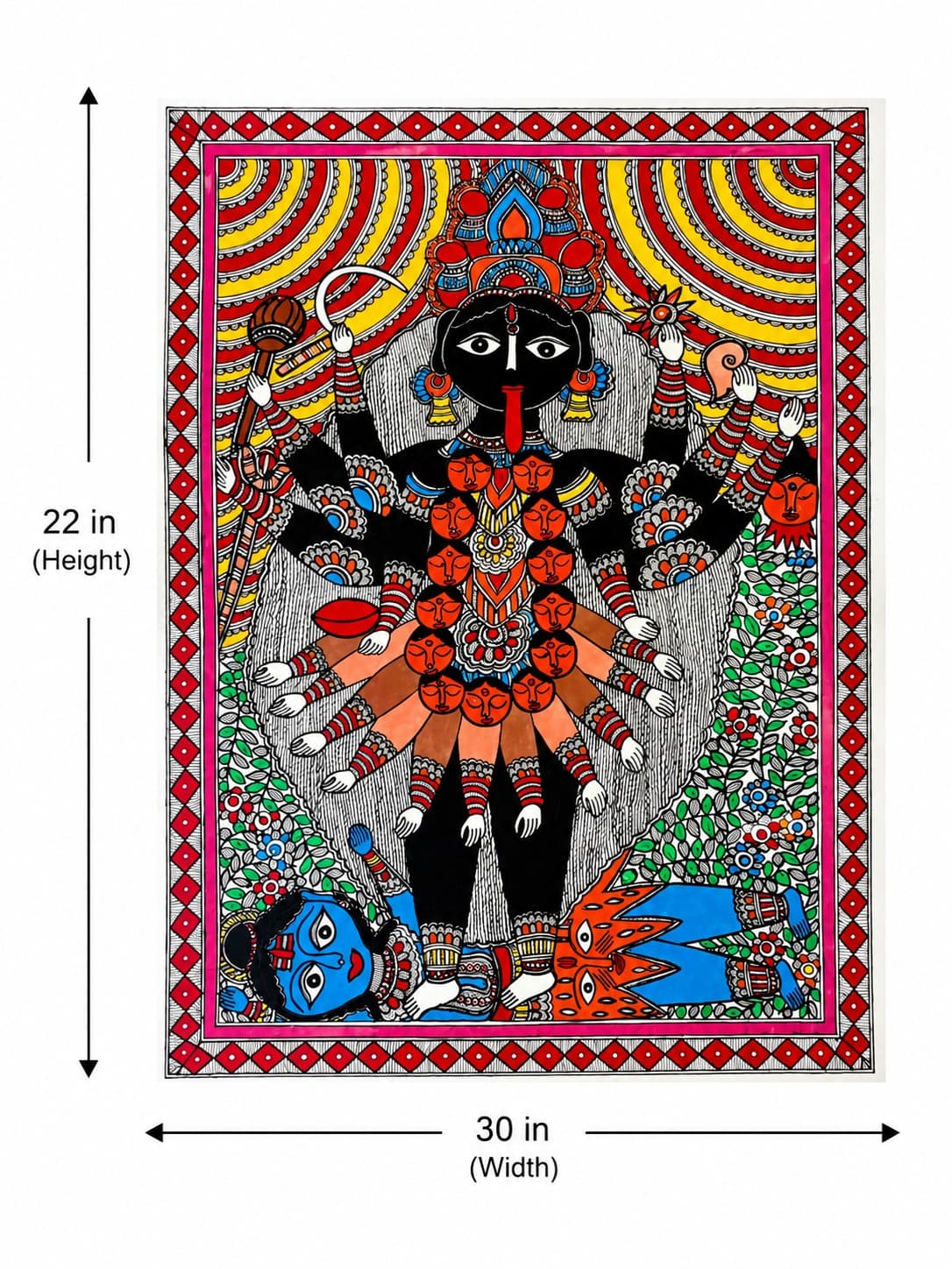 Goddess Kali - Madhubani Painting — alternate view
