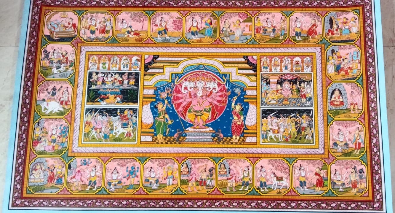 Ganesha Janma Katha - Pattachitra Painting - Multicolor