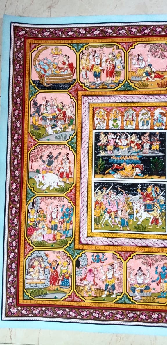 Ganesha Janma Katha - Pattachitra Painting - Multicolor