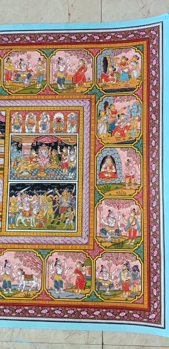 Ganesha Janma Katha - Pattachitra Painting - Multicolor
