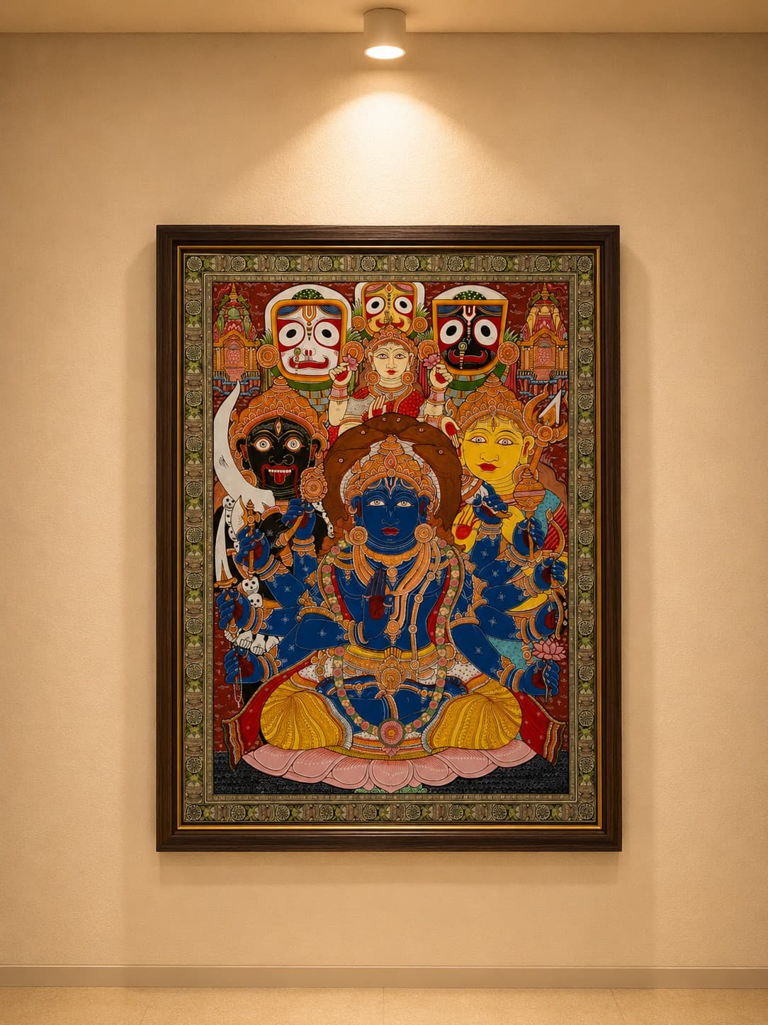 Maha Kali with Jagannath Trinity - Pattachitra Painting