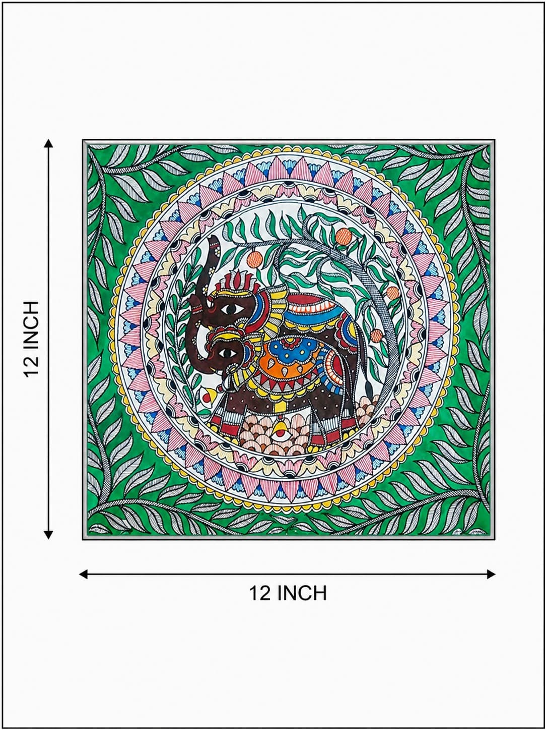 Royal Elephant Mandala - Madhubani Painting — alternate view