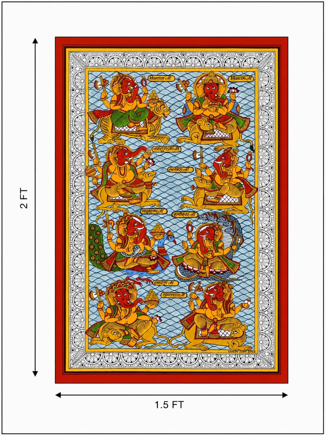 Ashta Vinayak Ganesha - Phad Painting — alternate view