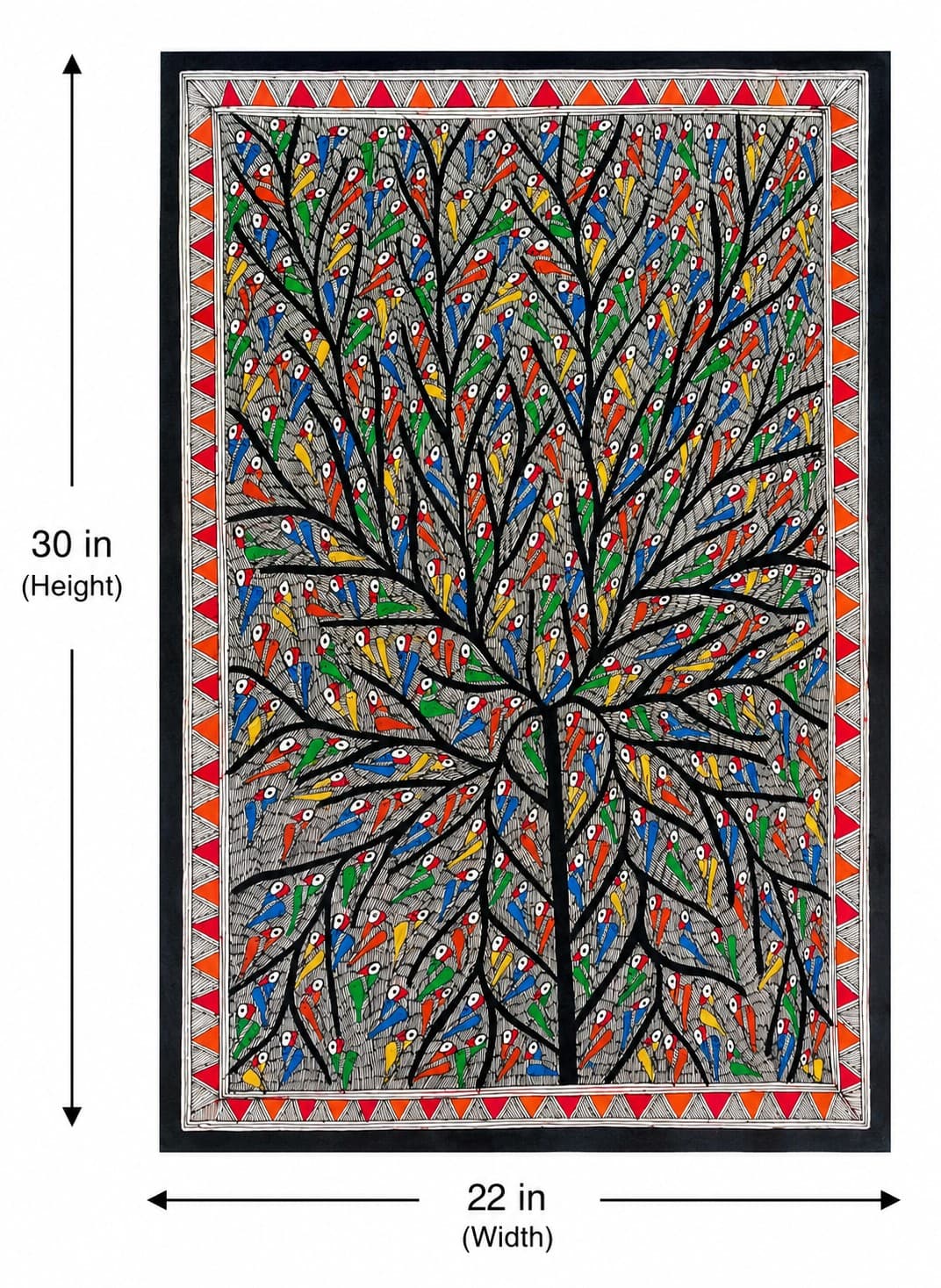 Tree of Life with Birds - Madhubani Painting — alternate view