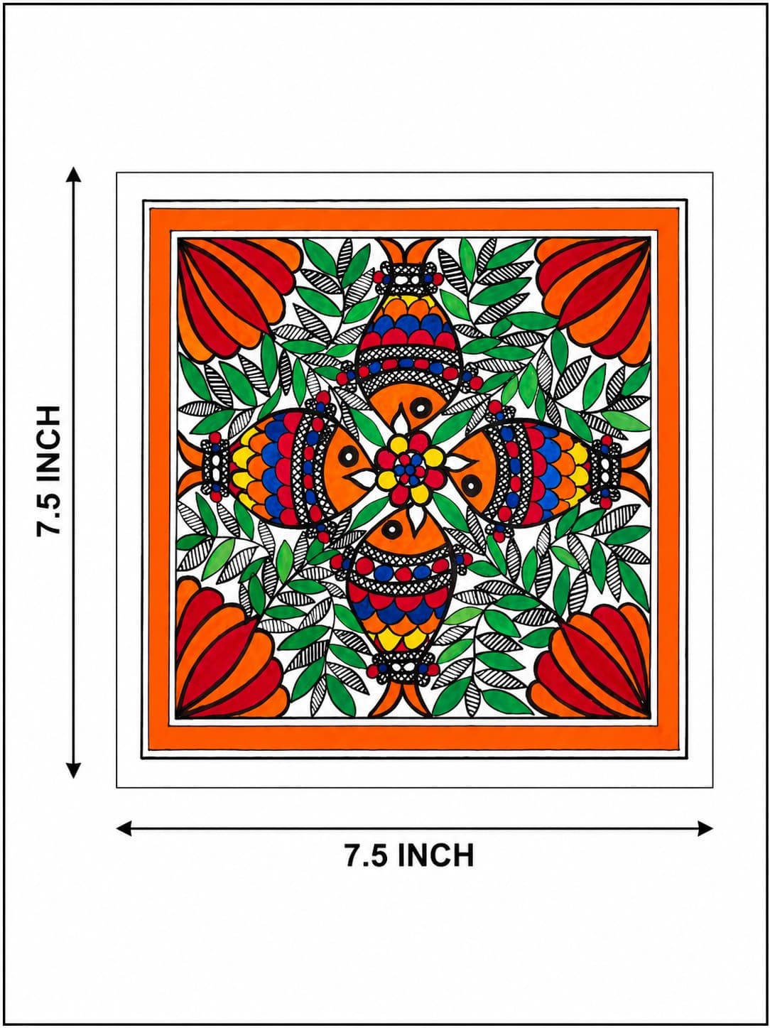 Four Fish Mandala - Madhubani Painting — alternate view