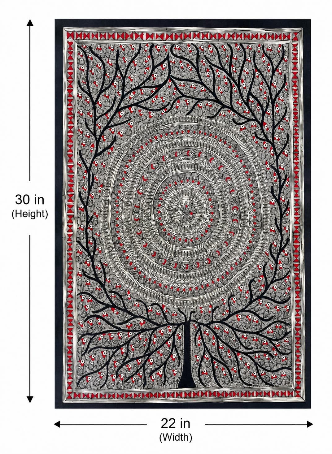 Tree of Life & Matsya Raas - Madhubani Painting — alternate view