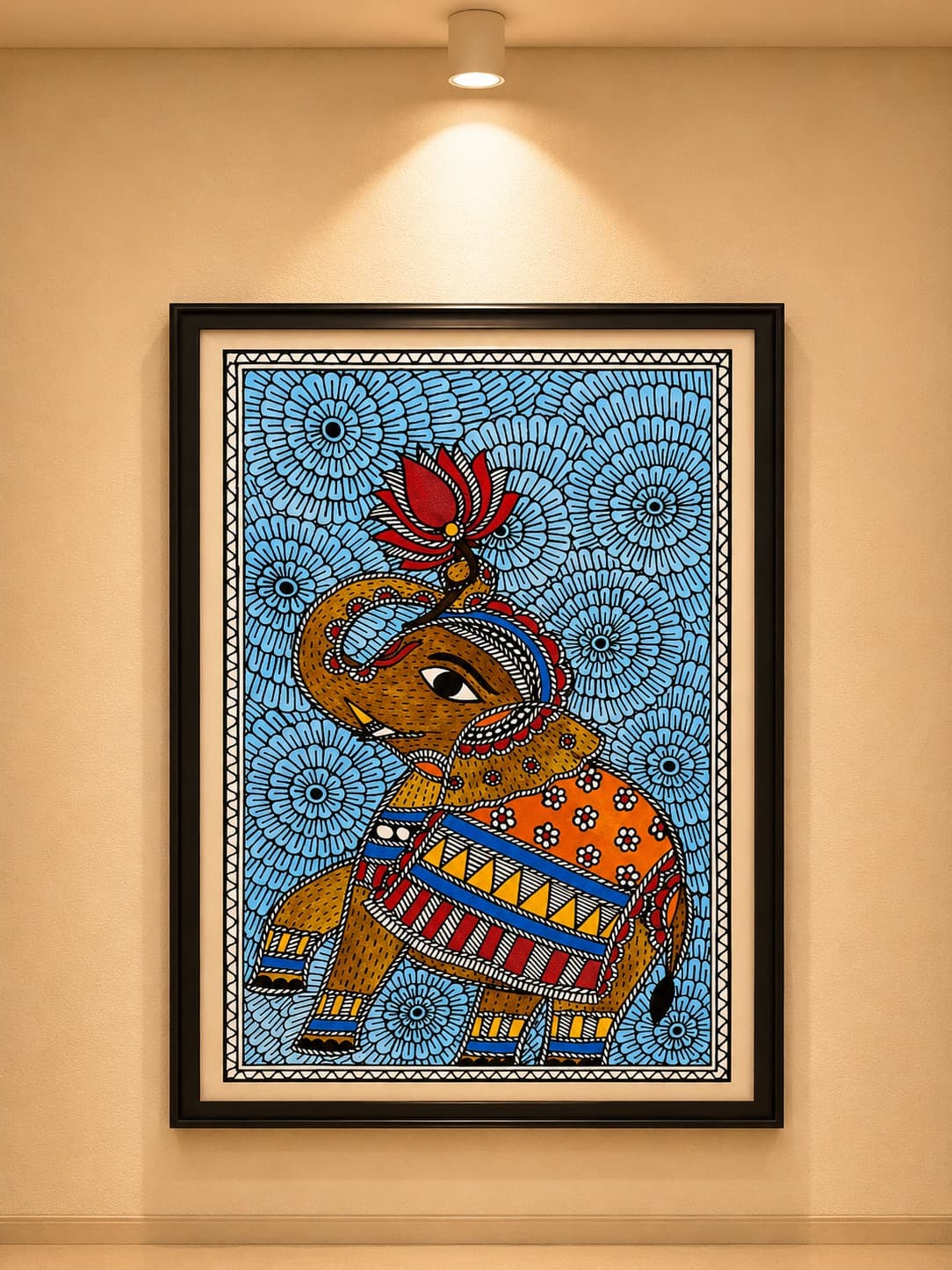 Royal Elephant in Bloom - Madhubani Painting