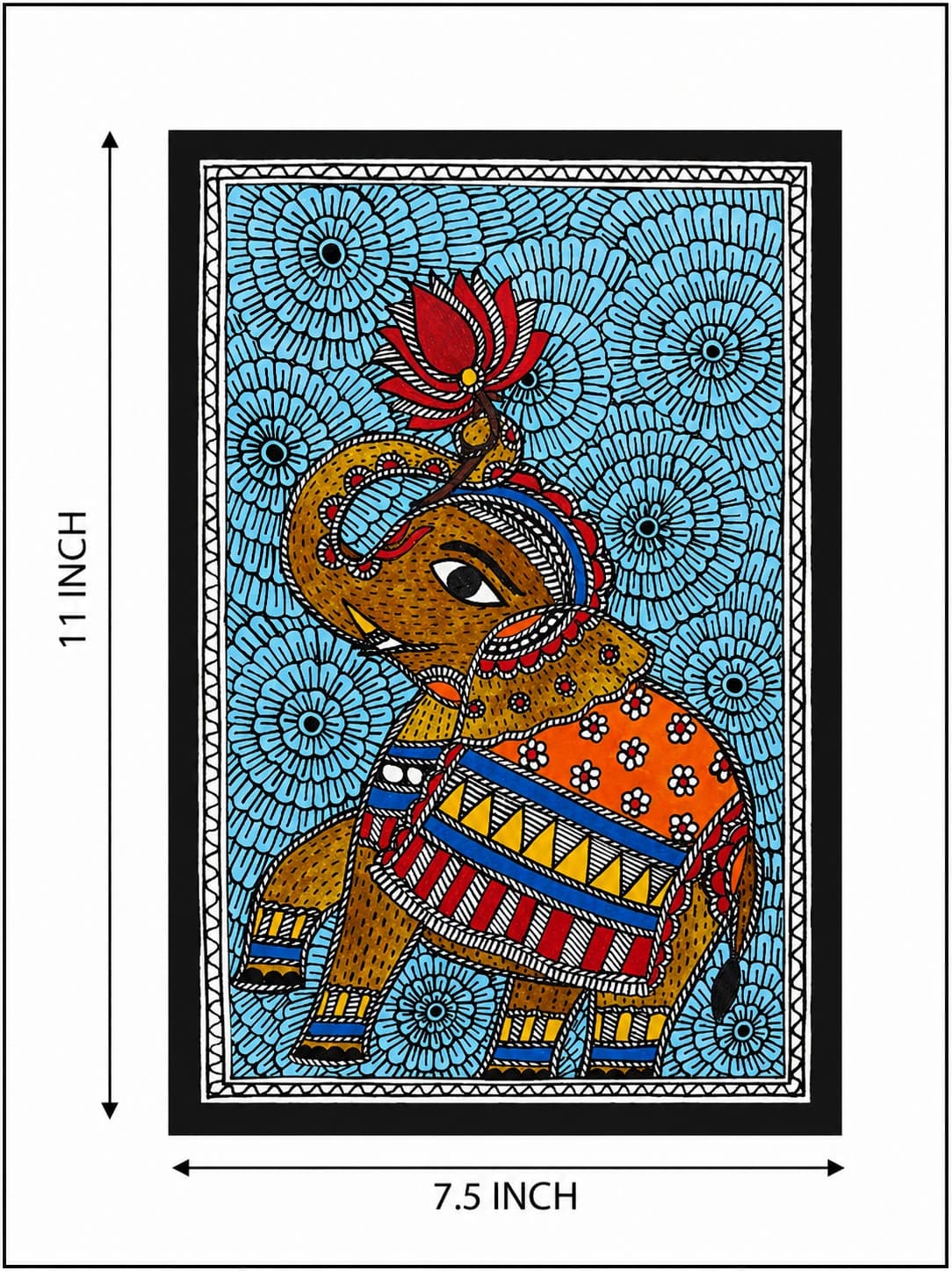 Royal Elephant in Bloom - Madhubani Painting — alternate view