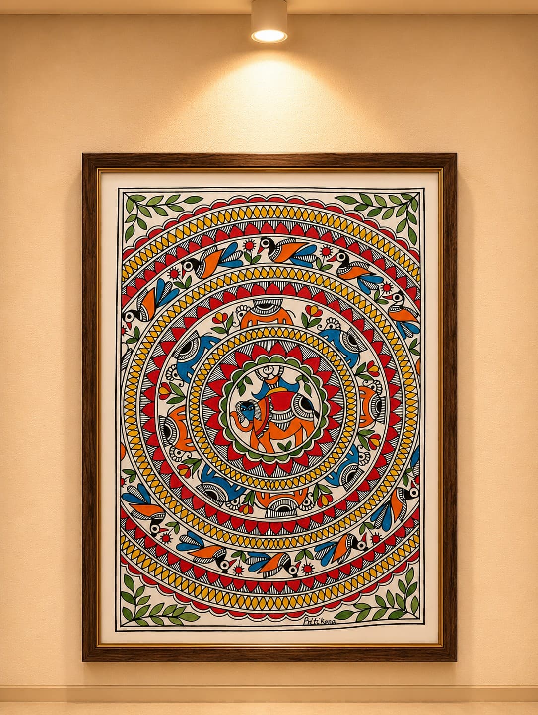 Sacred Animal Mandala - Madhubani Painting
