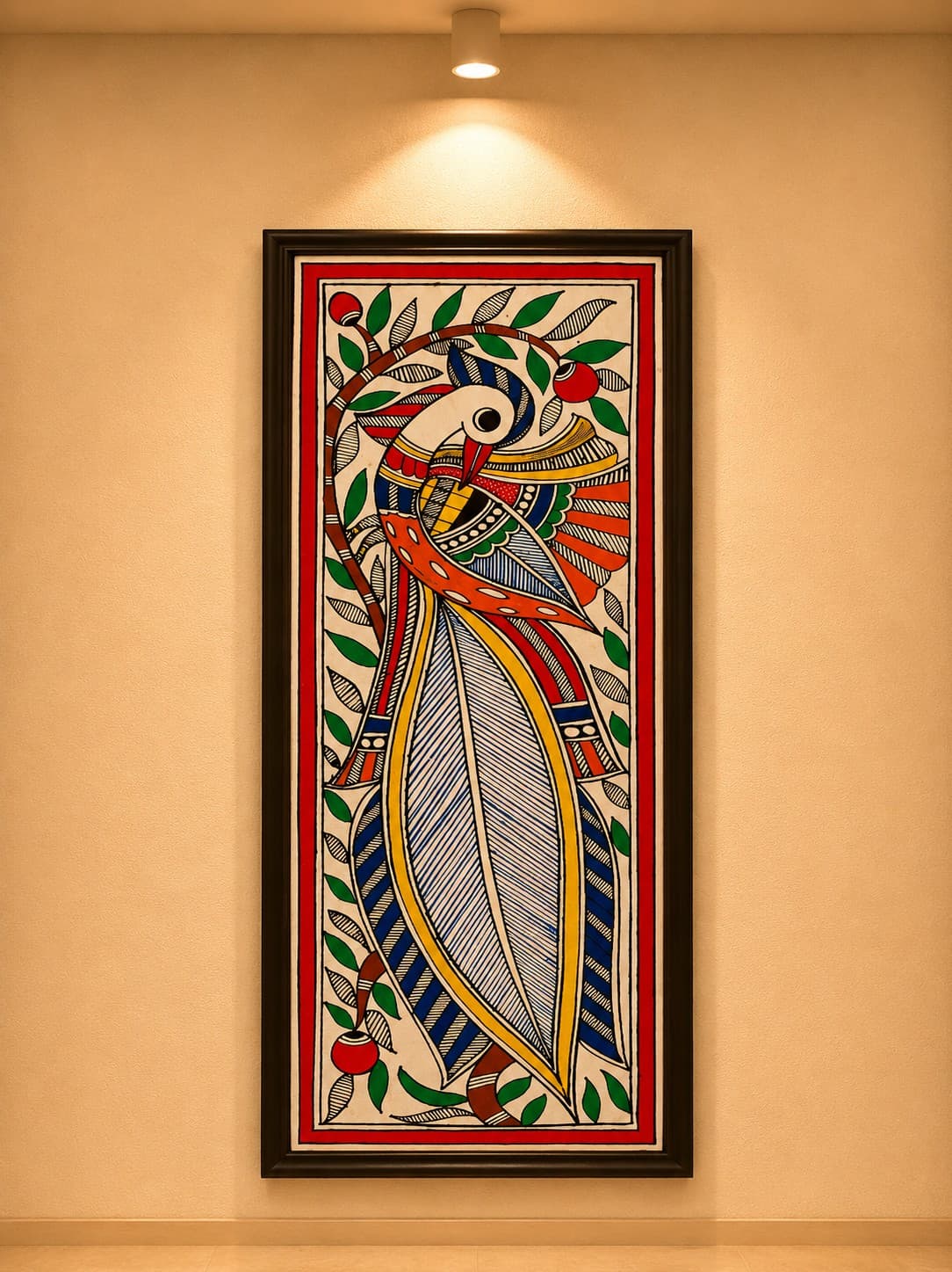 Graceful Bird on the Tree of Life - Madhubani Painting