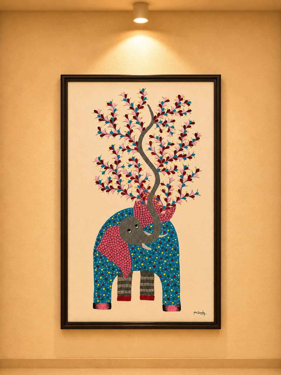 Tree of Life Elephant - Gond Painting