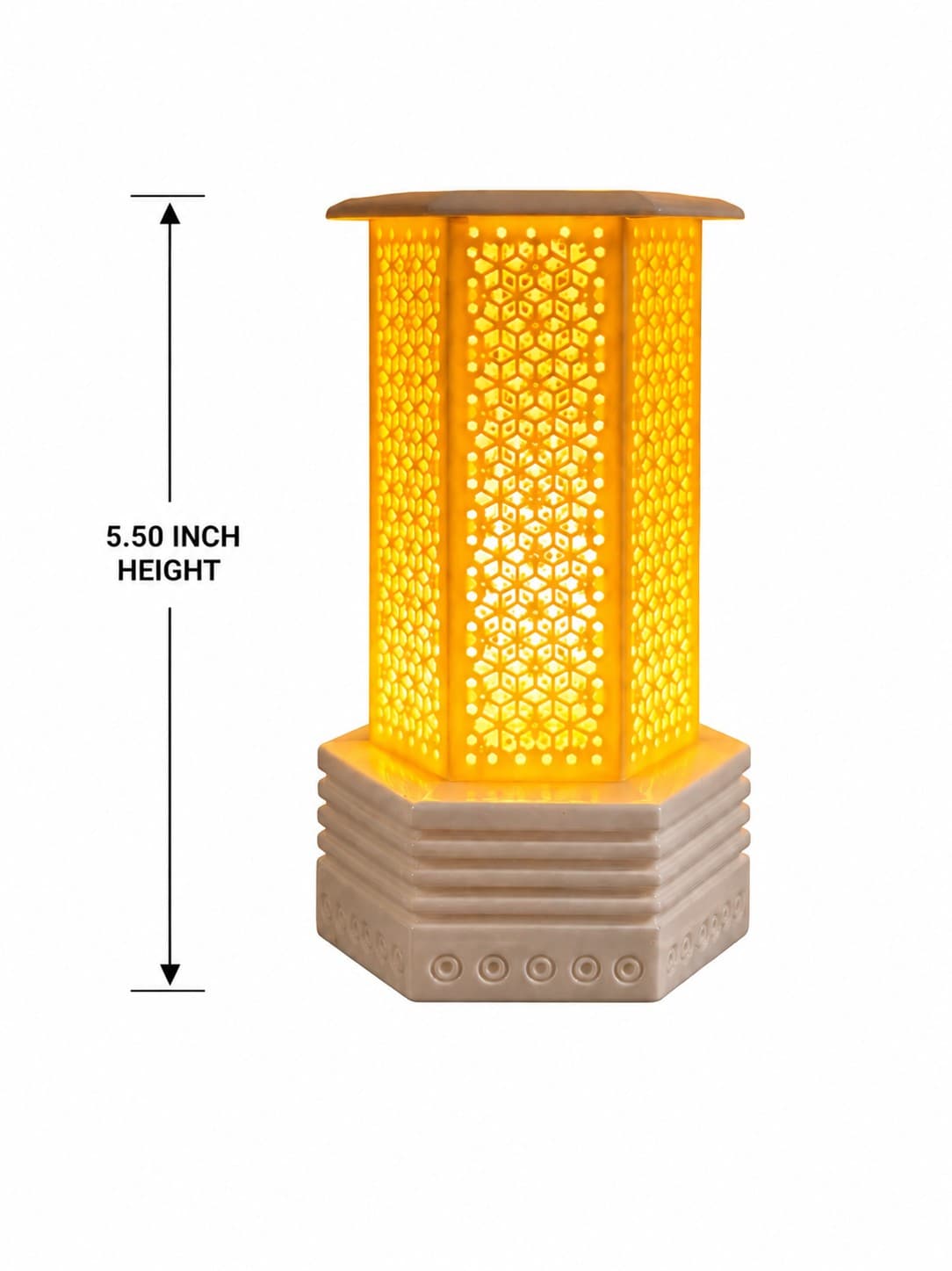 Table Lamp Geometric Jali Design - Lucknow Bone Naqqashi — alternate view