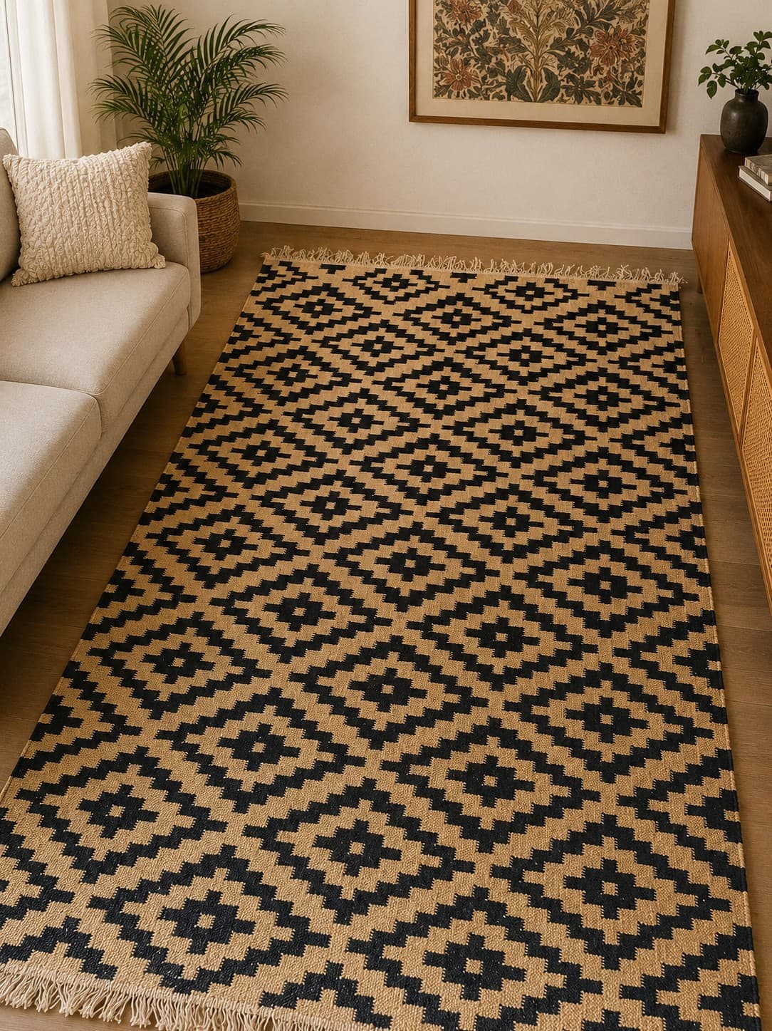 Geometric Diamond Pattern Carpet - Punja Weave