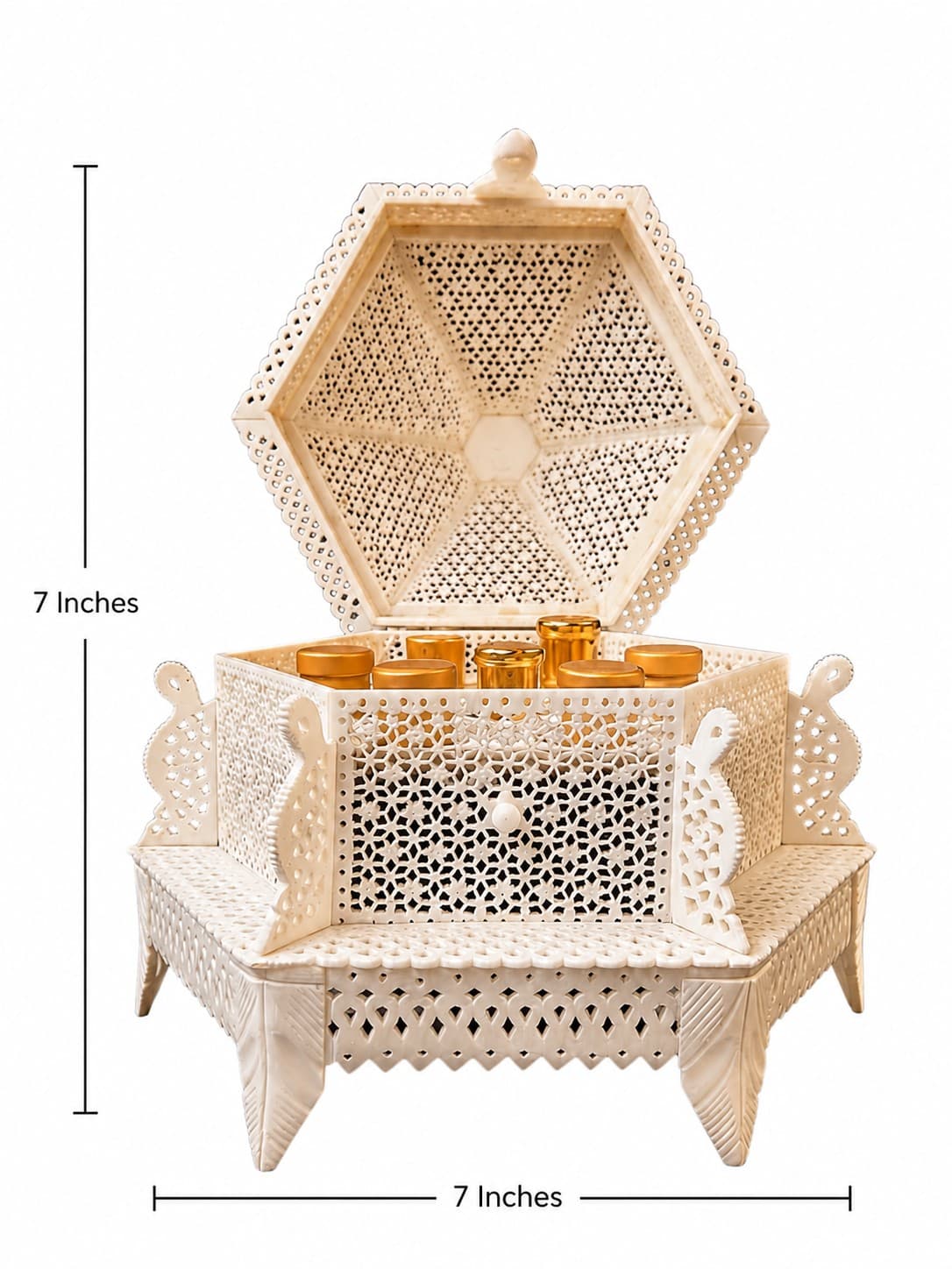 Perfume Storage Box (6 Bottle Holder) - Lucknow Bone Naqashi — alternate view