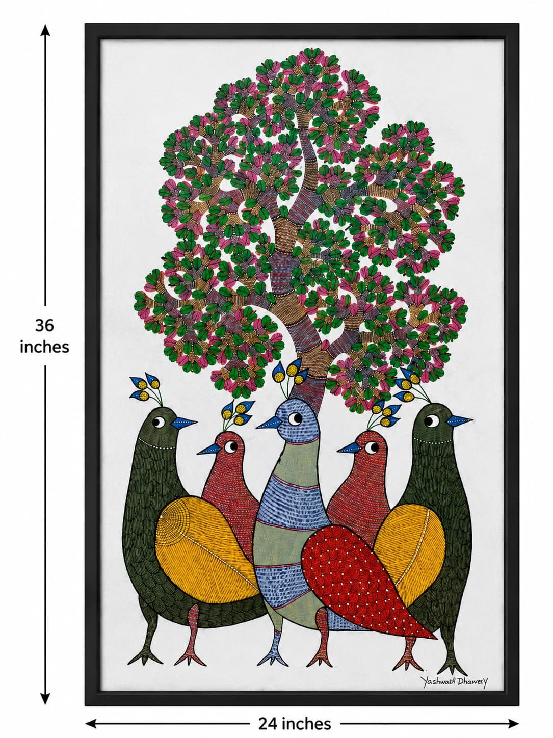 Harmony of Birds - Gond Painting — alternate view