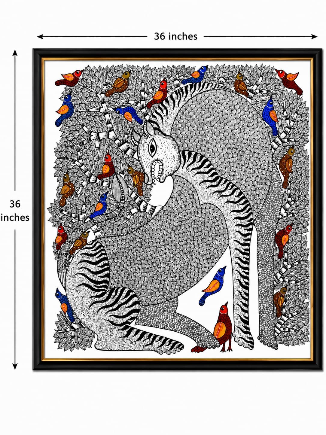 Sacred Tiger of the Forest - Gond Painting — alternate view