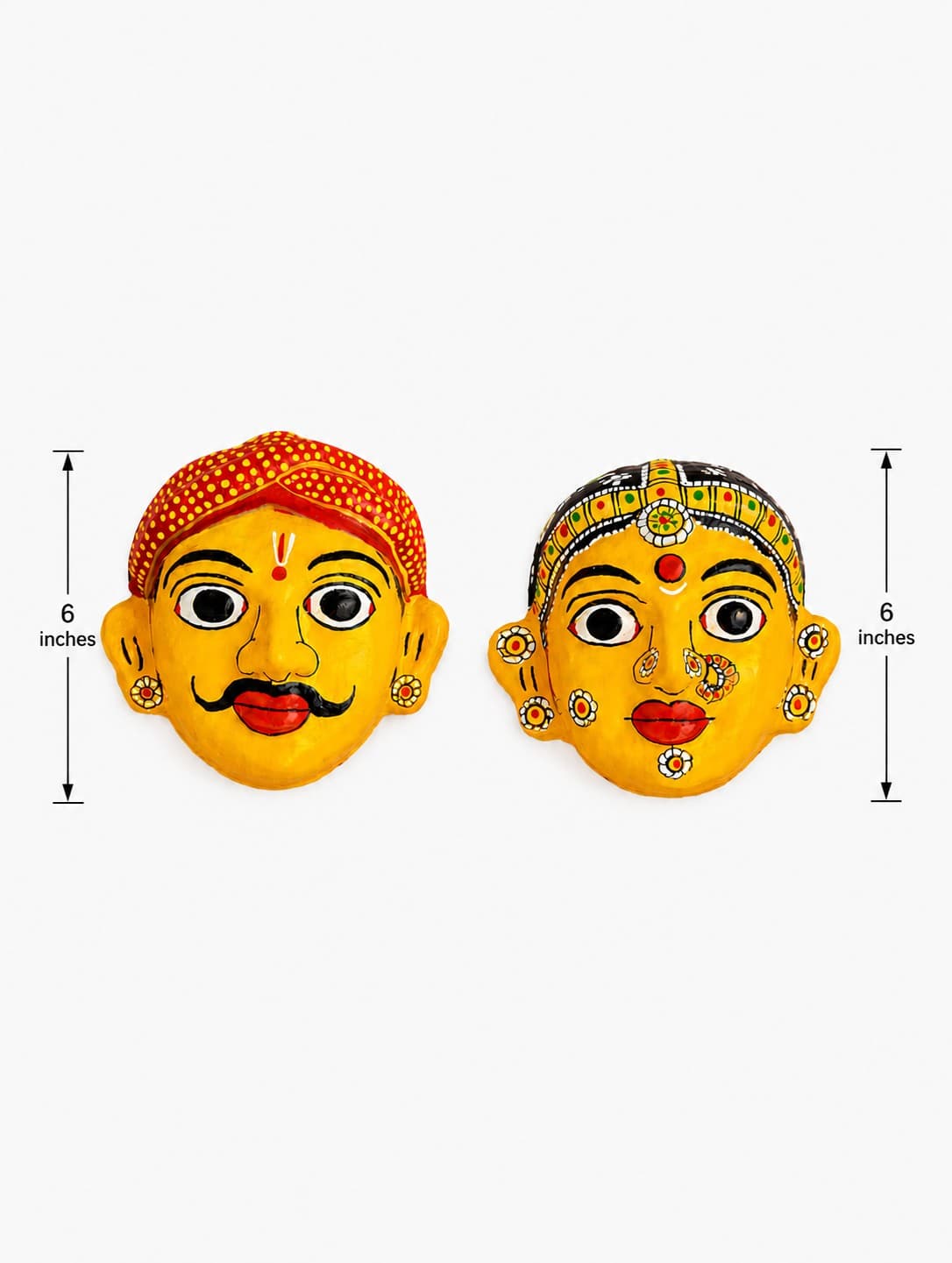 Cheriyal Bride & Groom Masks (Set of 2) - Cheriyal Mask — alternate view