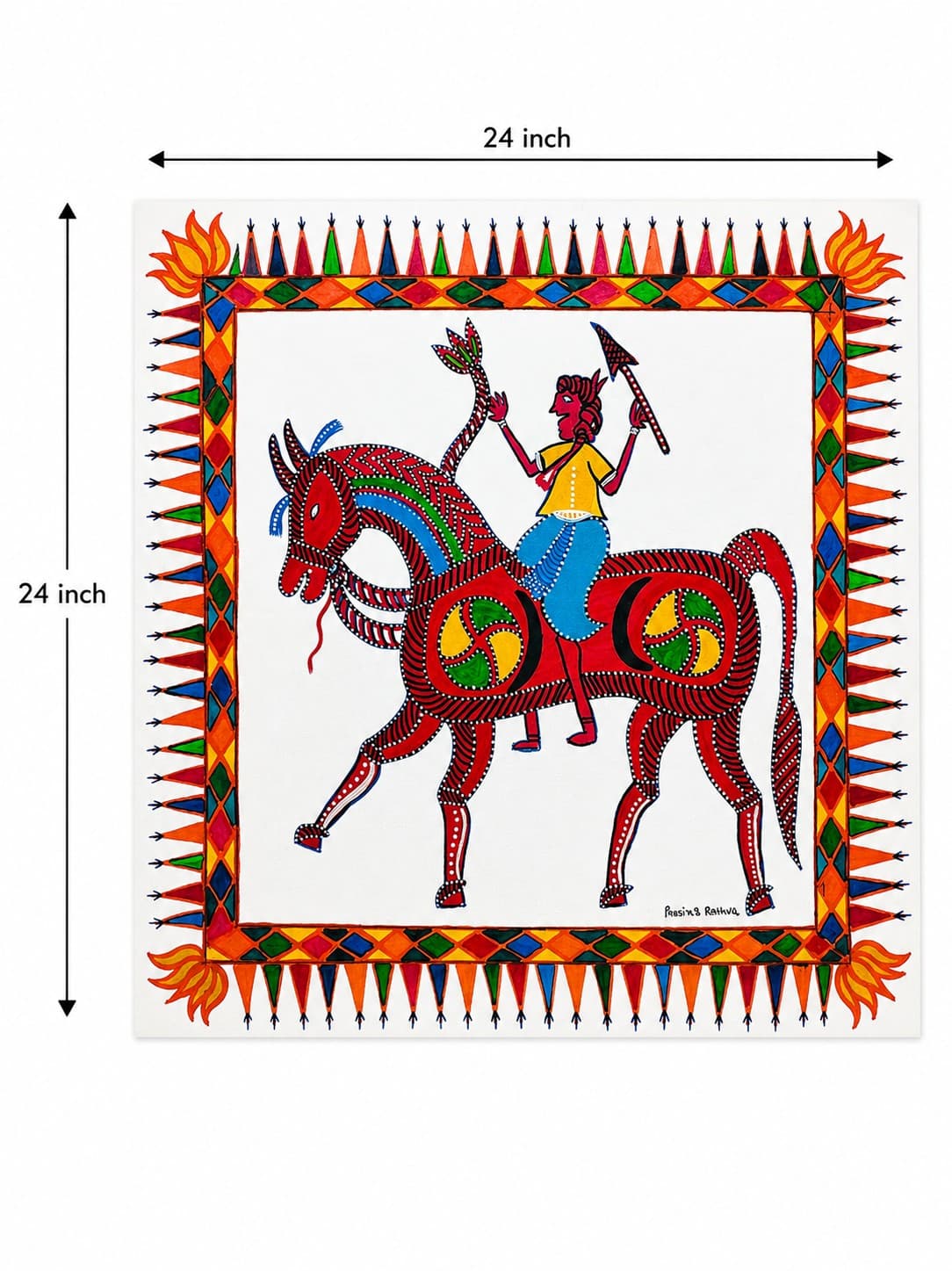 Tribal Horse Rider - Pithora Painting — alternate view