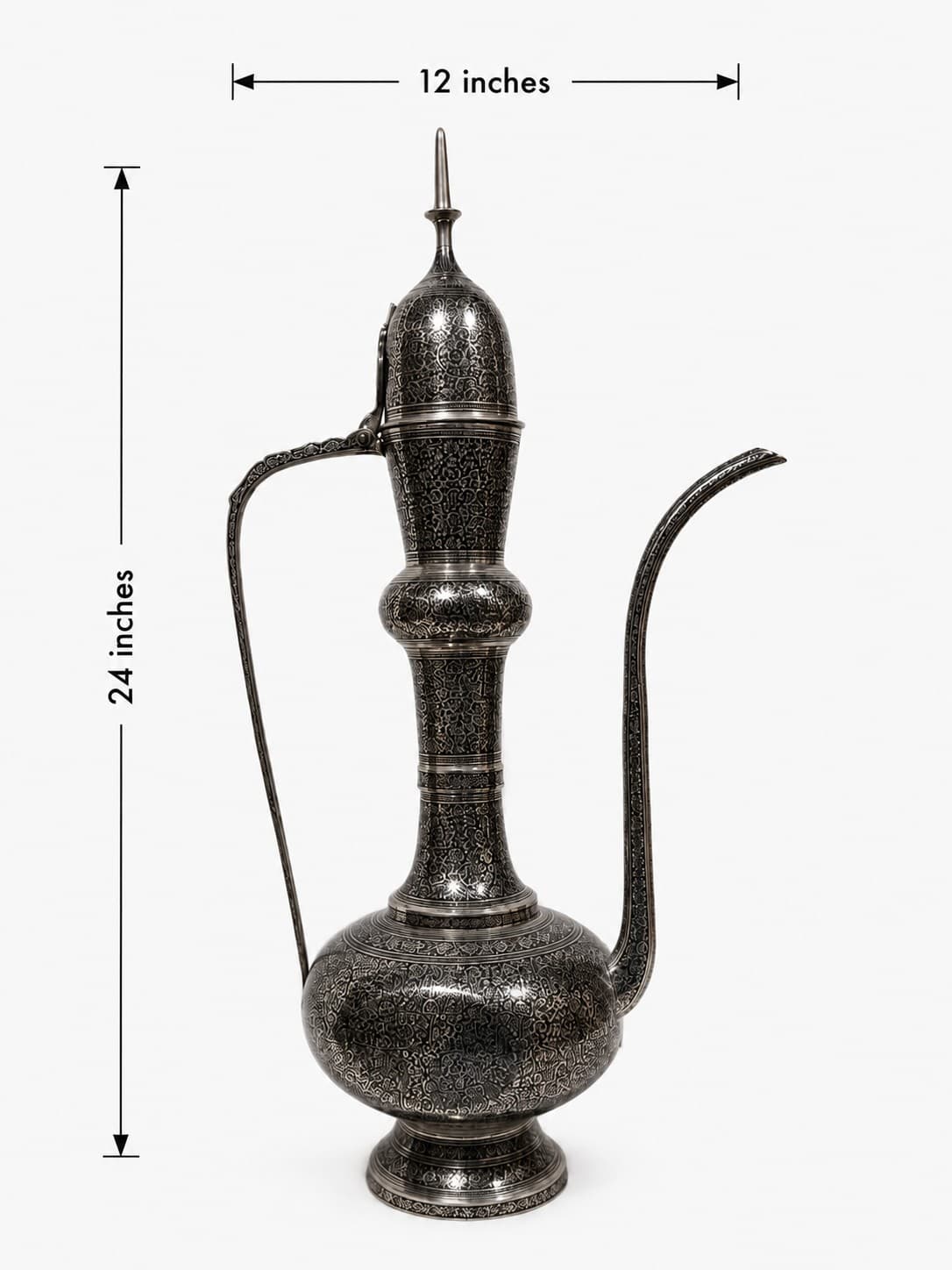 Brass Ewer with Meenakari Work - Brass Naqashi — alternate view