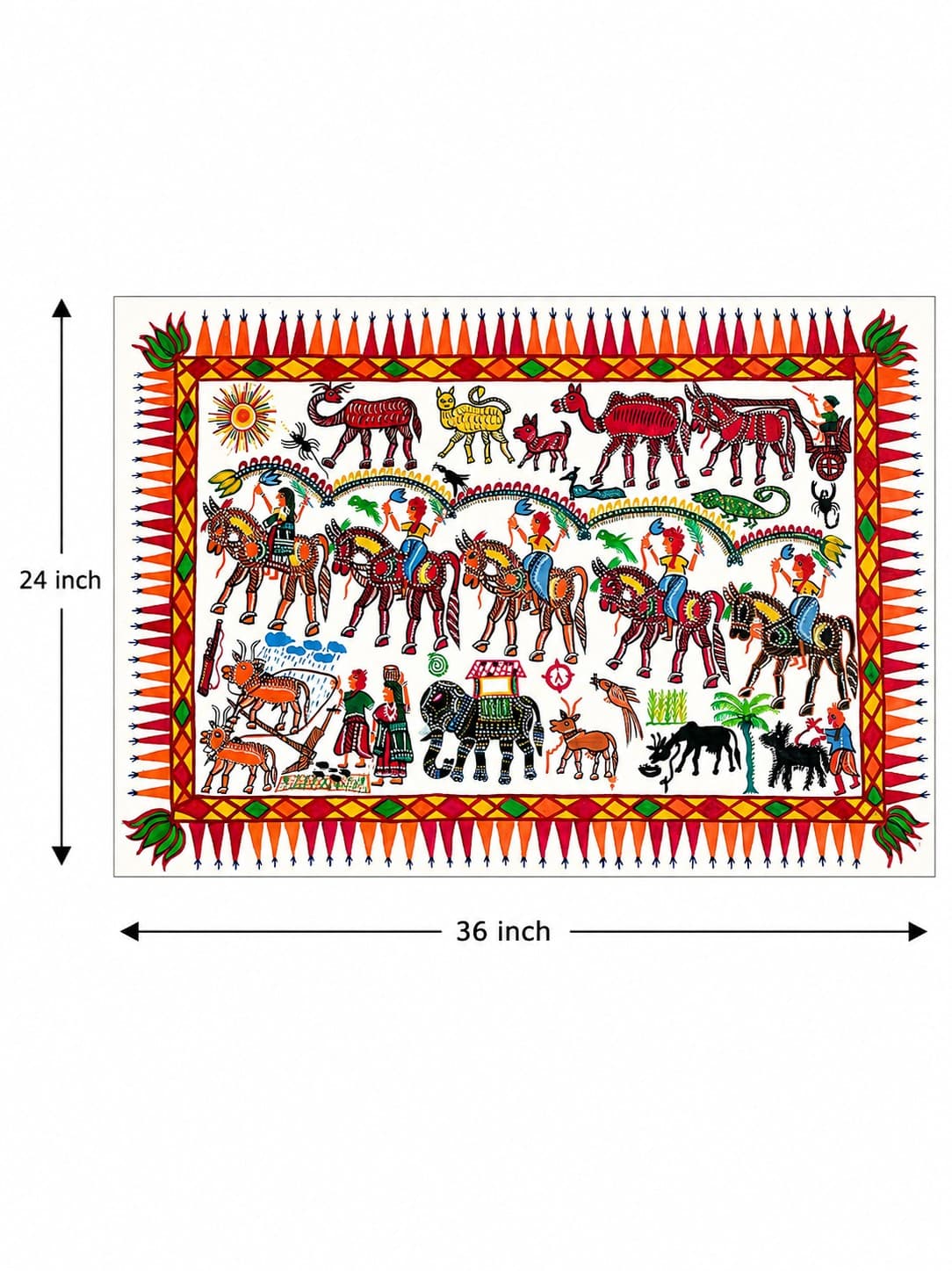 Tribal Life & Procession Artwork - Pithora Painting — alternate view