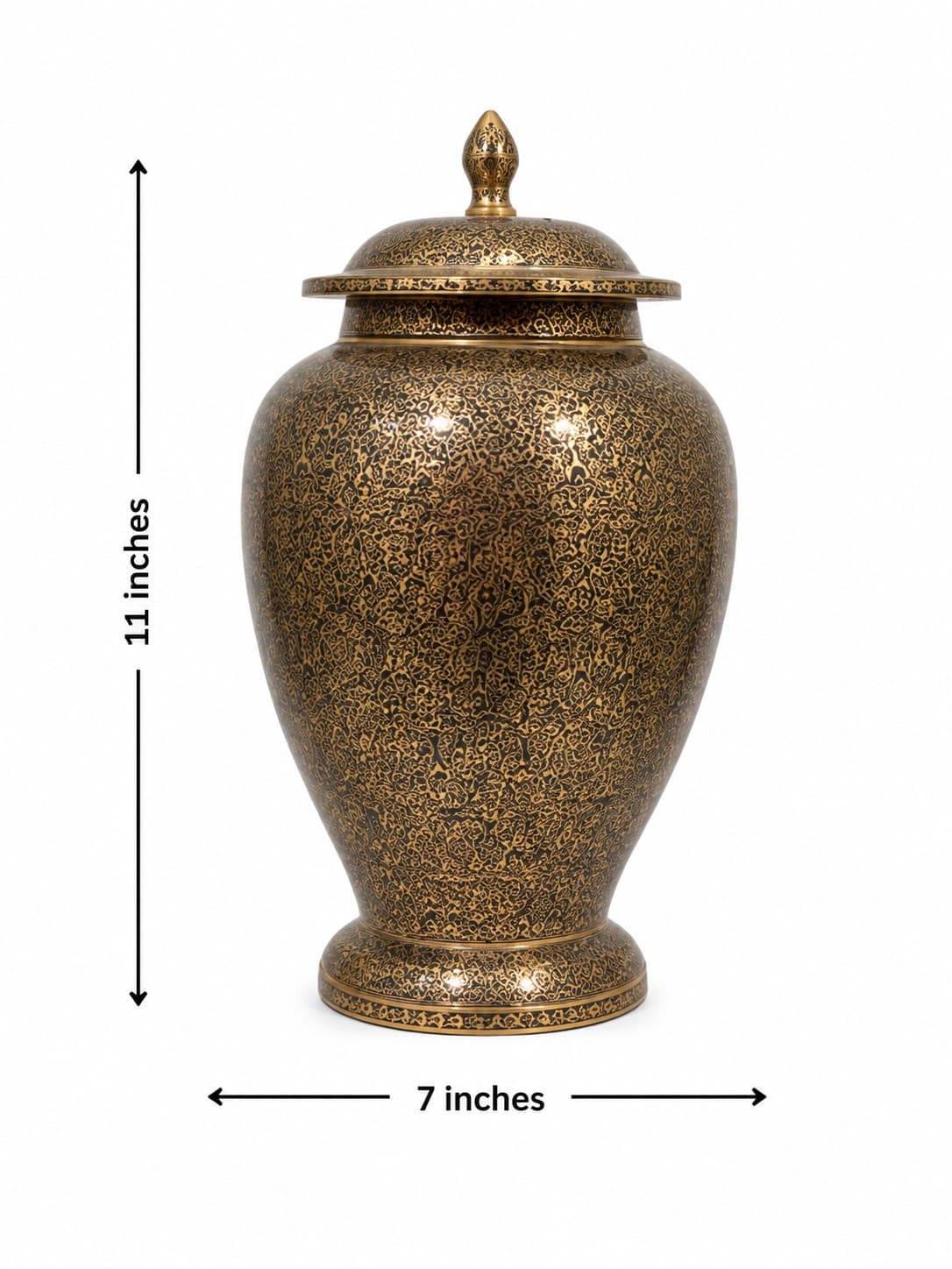 Antique Brass Decorative Urn - Brass Naqashi — alternate view