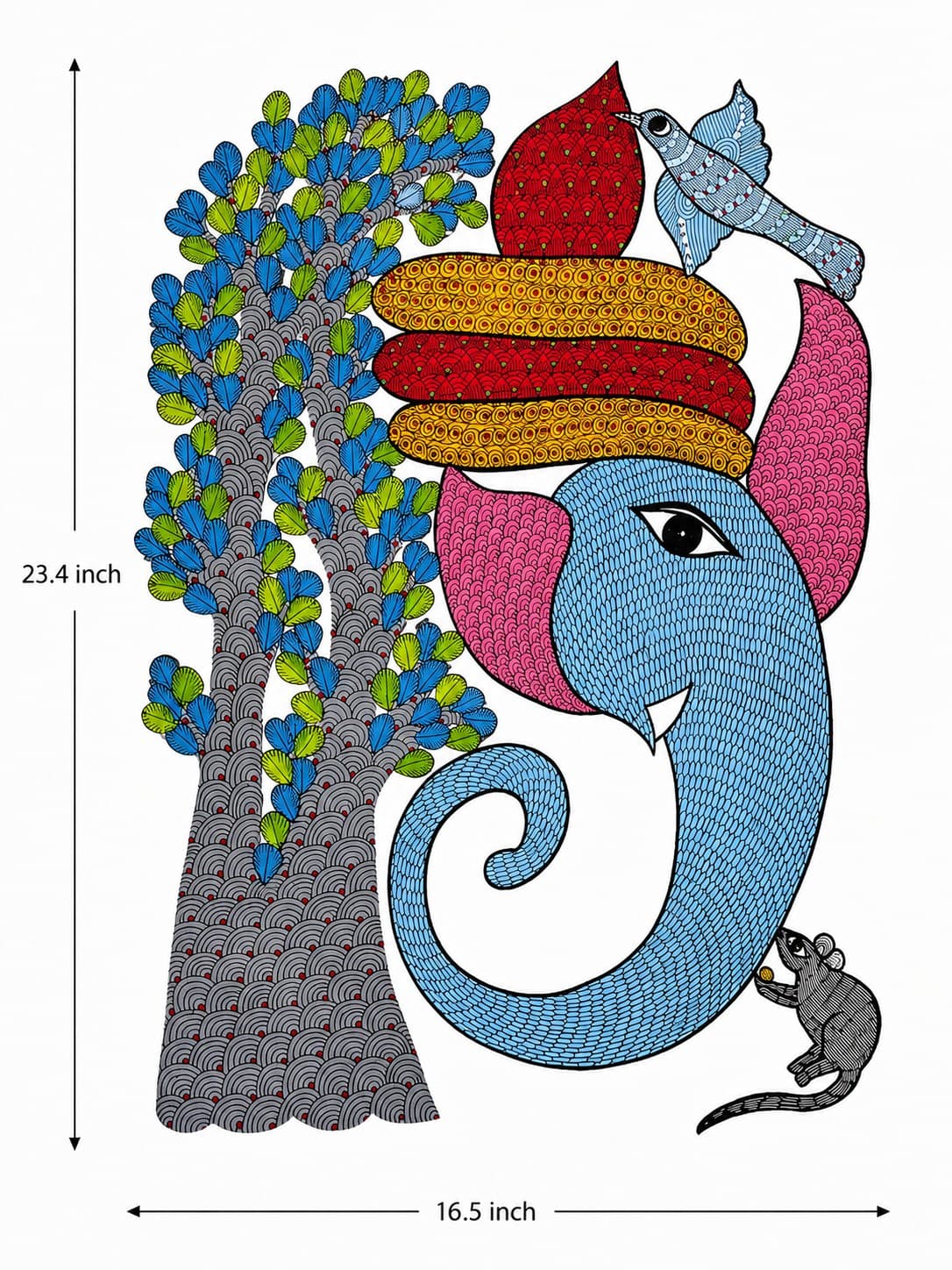 Peacock & Ganesha -  Gond Painting — alternate view