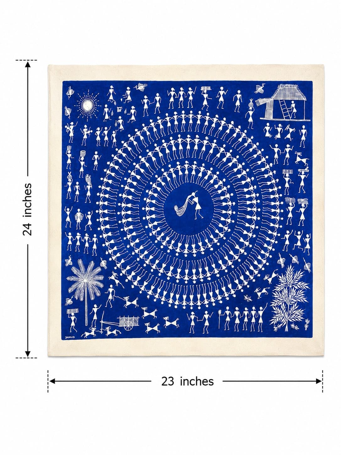 Traditional Folk Art on Cotton Canvas - Warli Painting — alternate view
