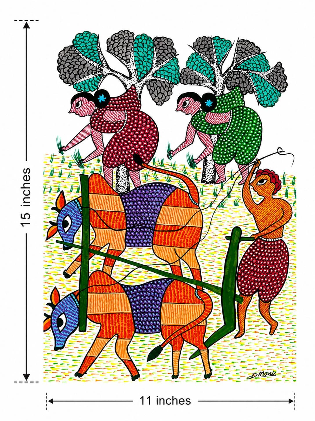 Depicting Traditional Farming Life - Gond Folk Painting — alternate view