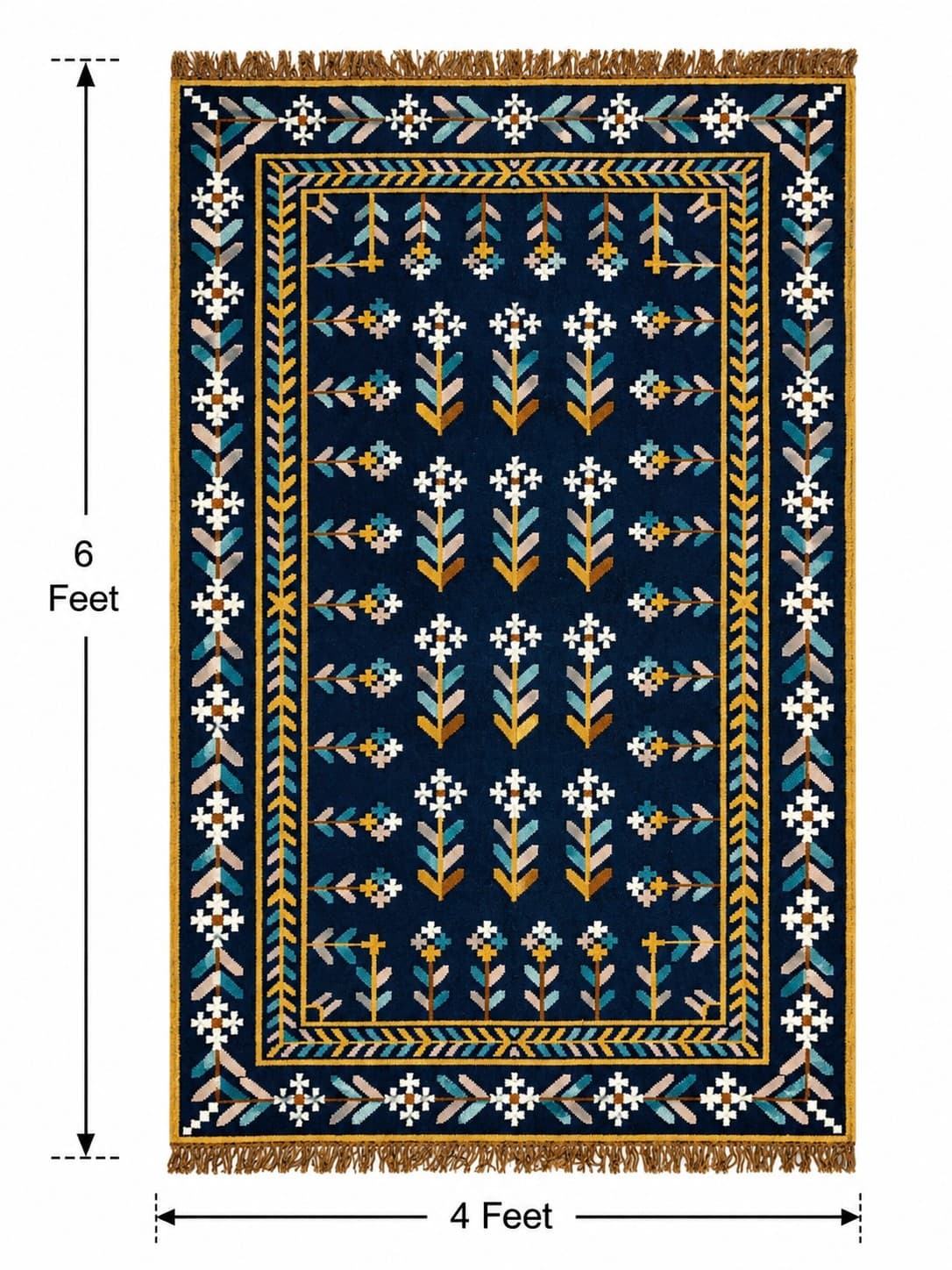 Handwoven Traditional Geometric Design - Punja Carpet — alternate view
