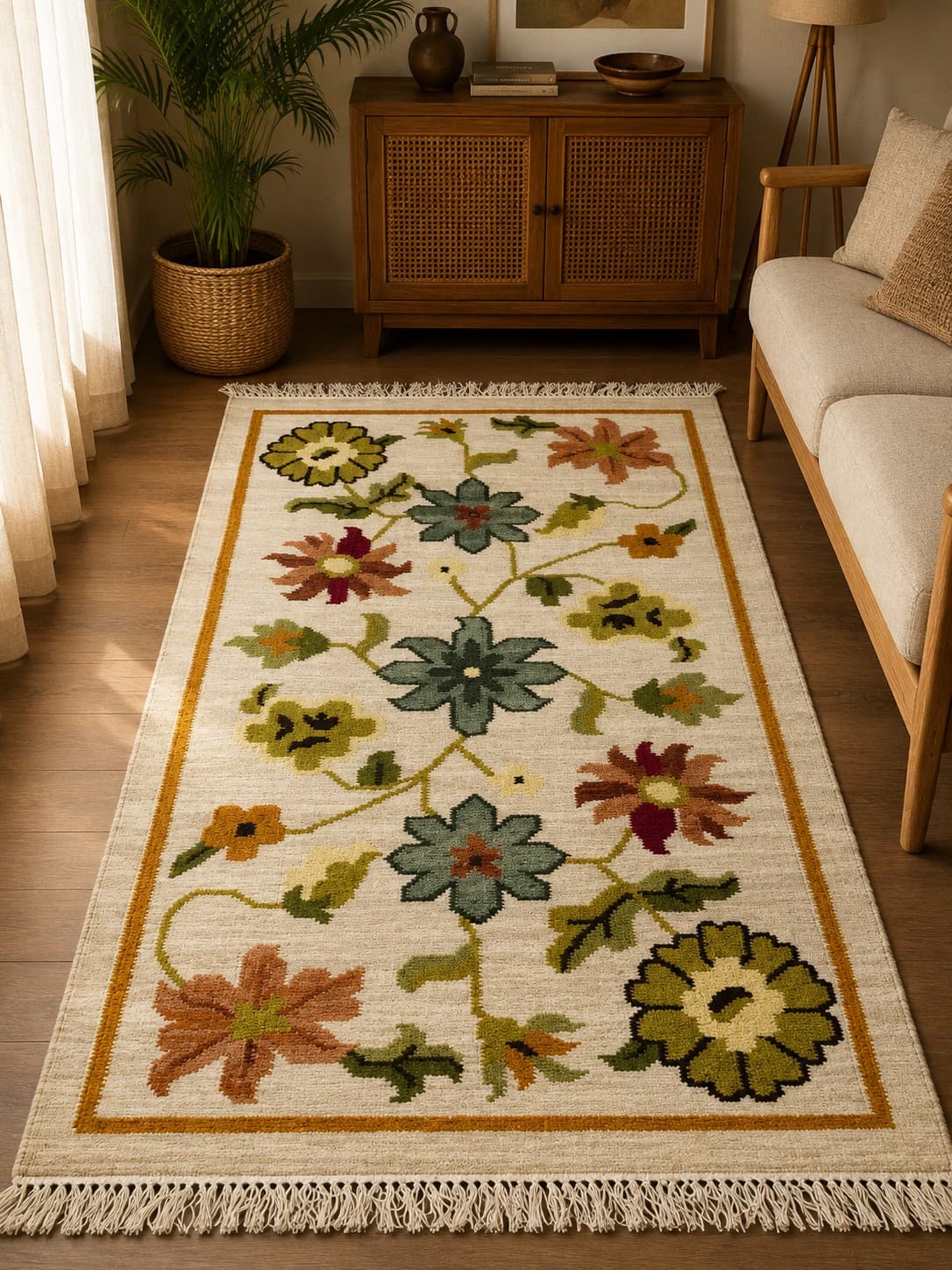 Traditional Floral Floor Rug - Punja Carpet
