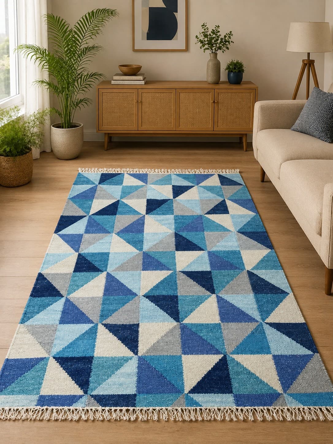 Blue Geometric Panja Carpet - Punja Carpet