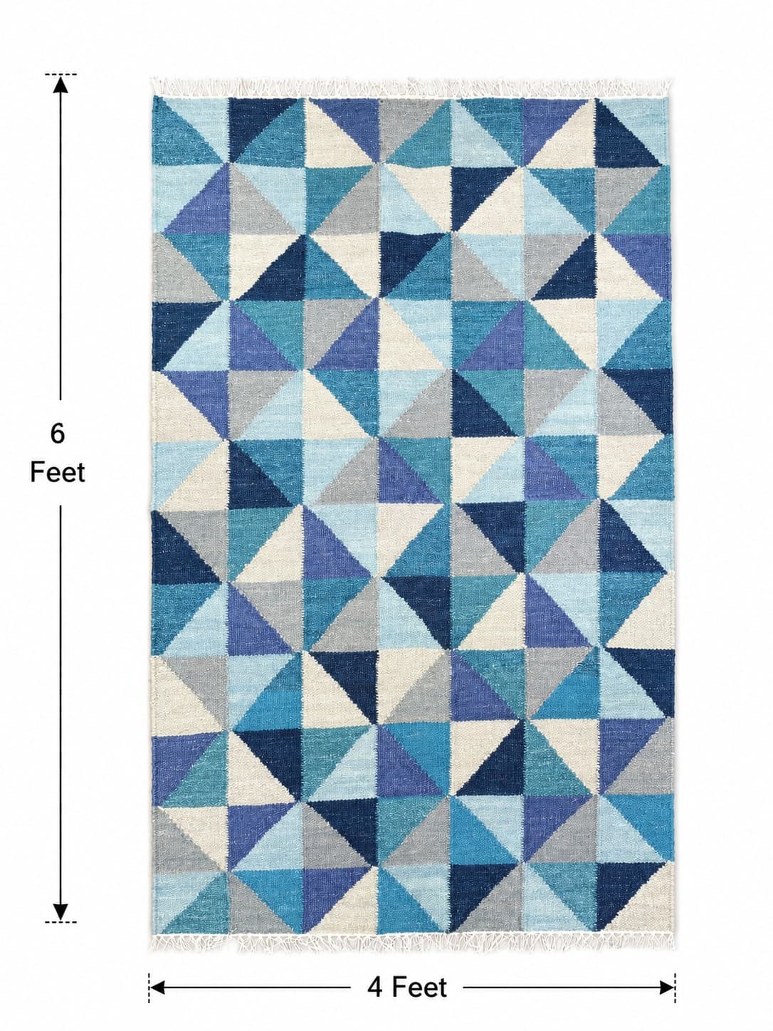 Blue Geometric Panja Carpet - Punja Carpet — alternate view